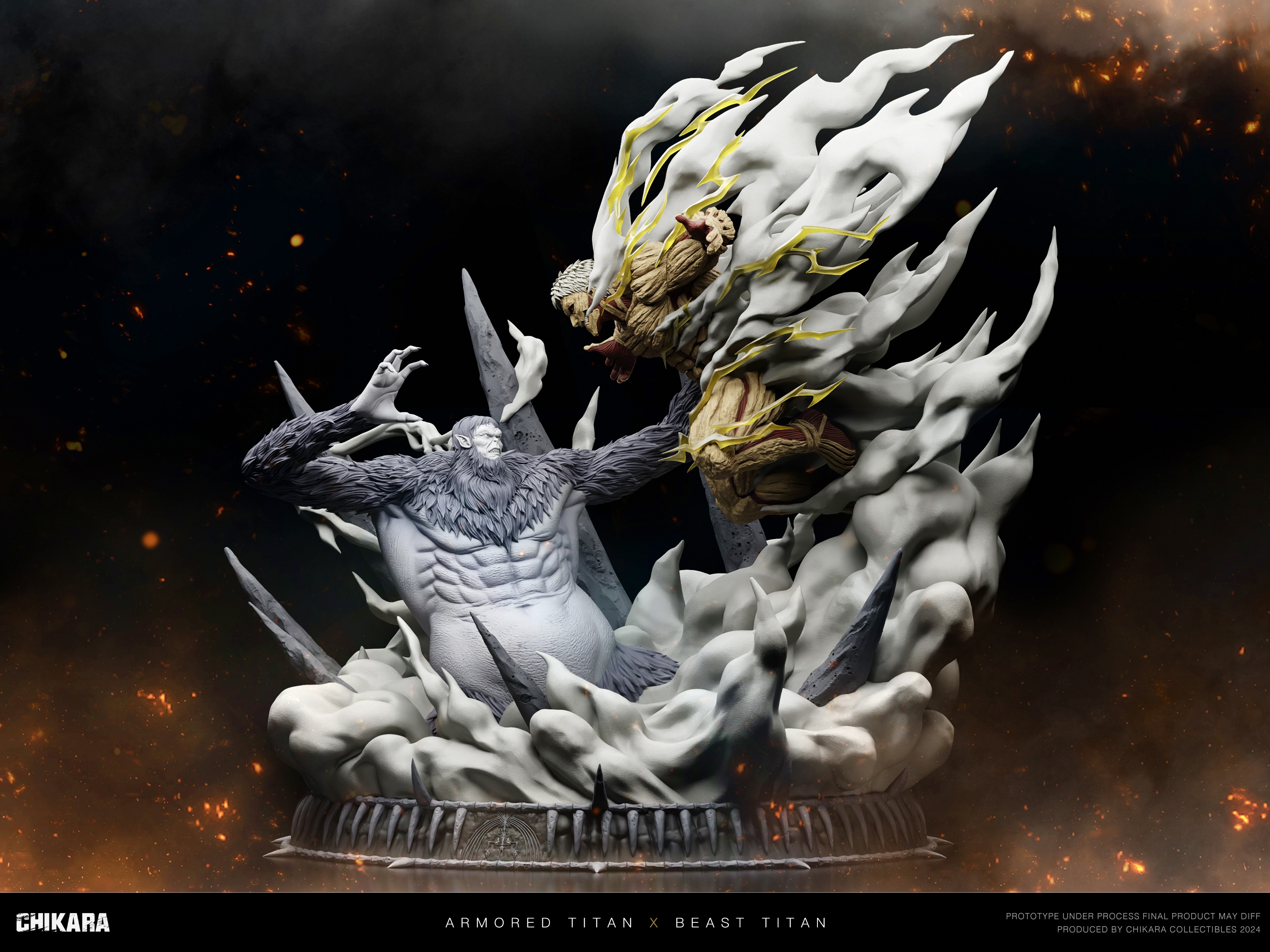 Pre-order CHIKARA Attack on Titan Clash of the Titans Shock Beast Giant VS Armored Giant GK Limited Edition Statue-Statue Master
