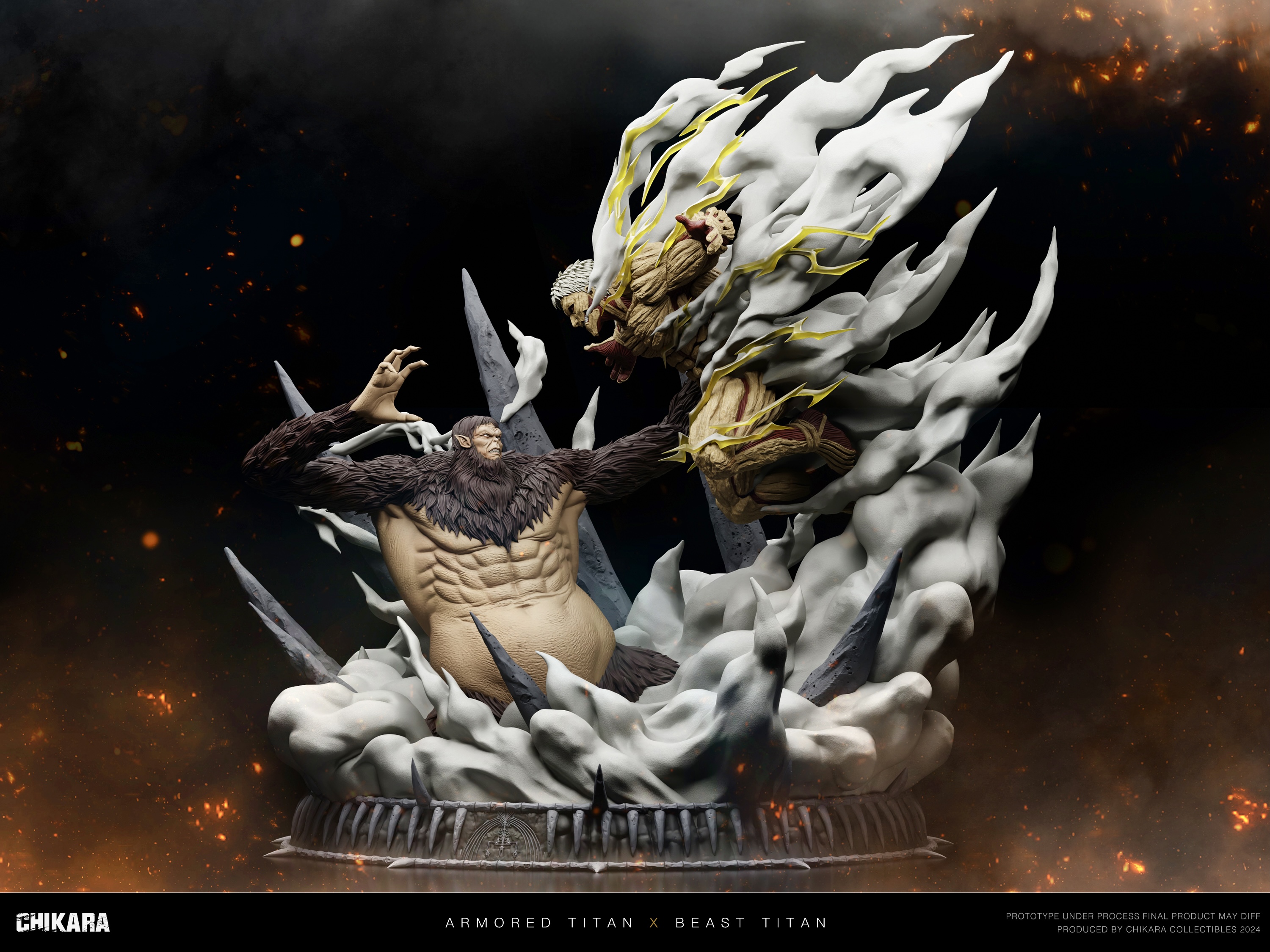 Pre-order CHIKARA Attack on Titan Clash of the Titans Shock Beast Giant VS Armored Giant GK Limited Edition Statue-Statue Master