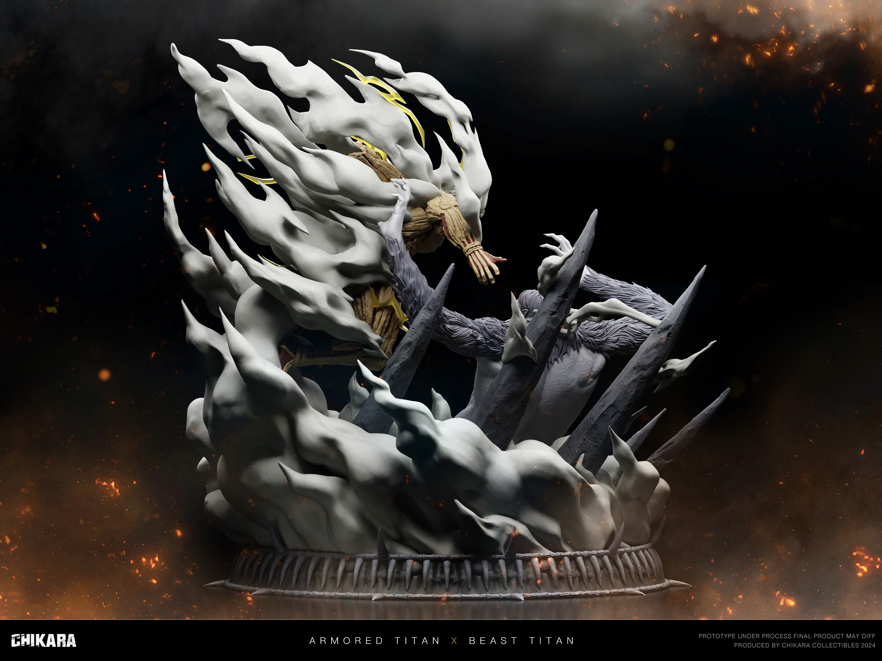 Pre-order CHIKARA Attack on Titan Clash of the Titans Shock Beast Giant VS Armored Giant GK Limited Edition Statue-Statue Master