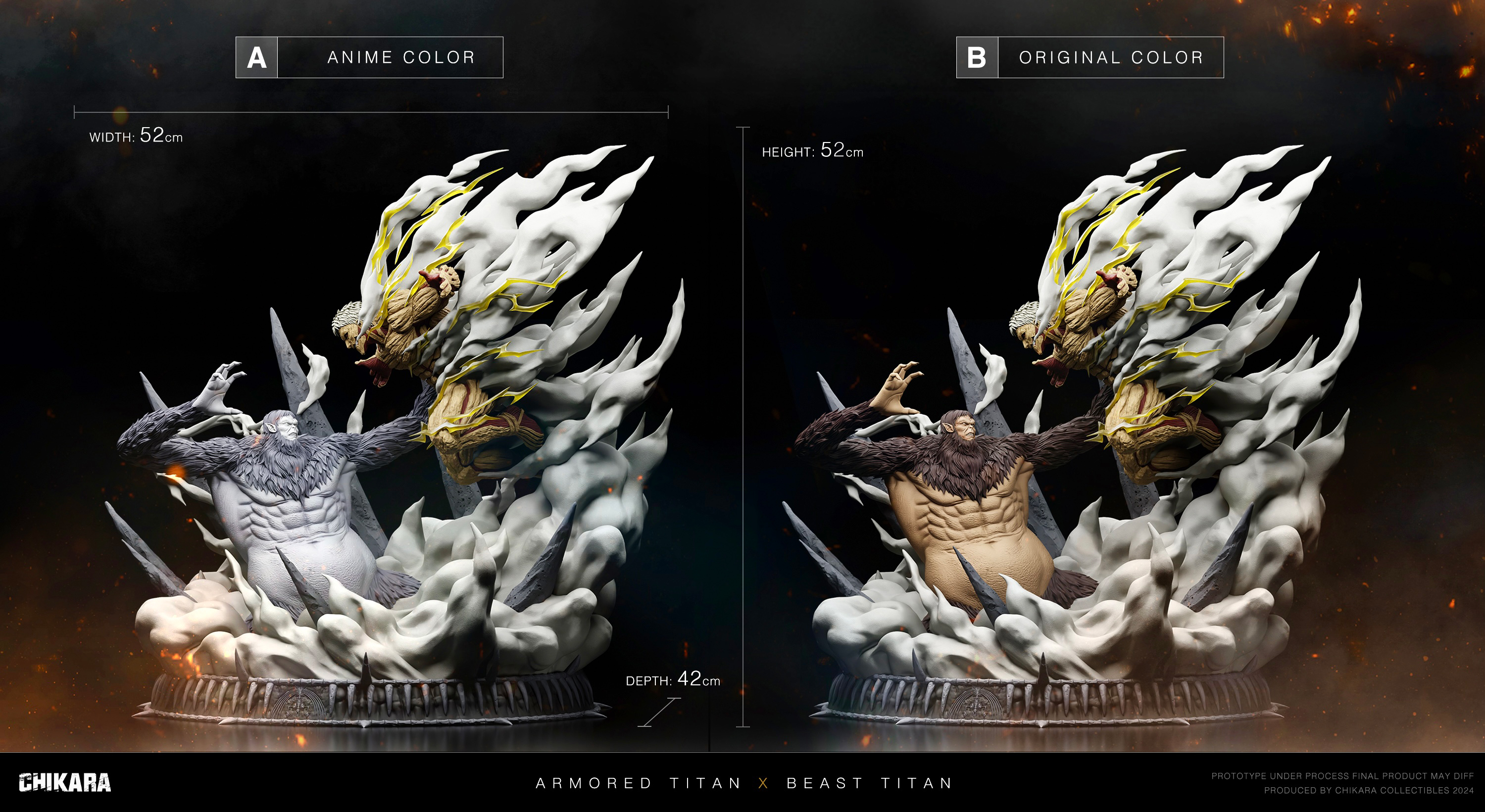 Pre-order CHIKARA Attack on Titan Clash of the Titans Shock Beast Giant VS Armored Giant GK Limited Edition Statue-Statue Master