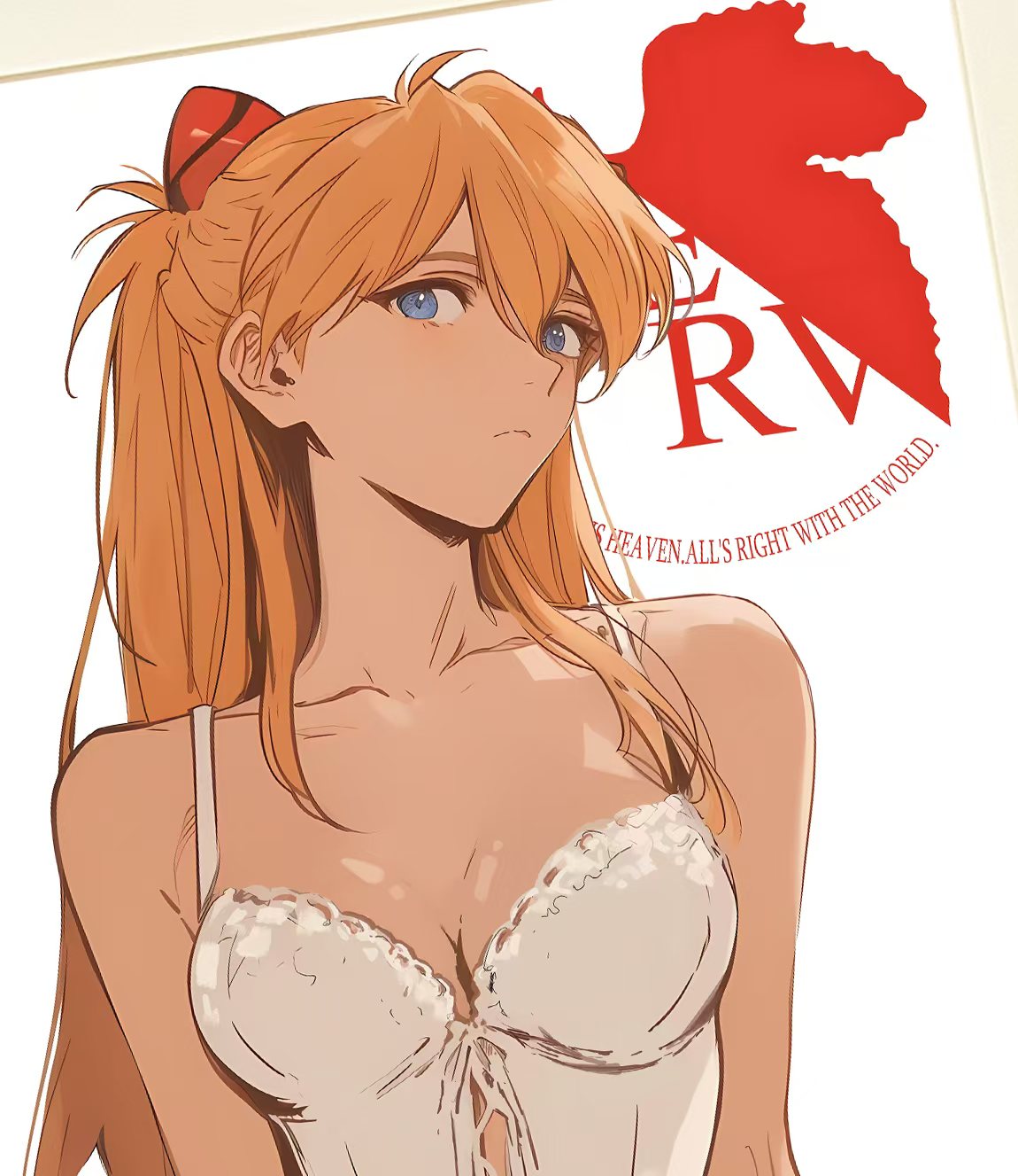 In-stock Starry Sky Kneeling Asuka EVA Neon Genesis Evangelion Unit 2 Decorative Painting