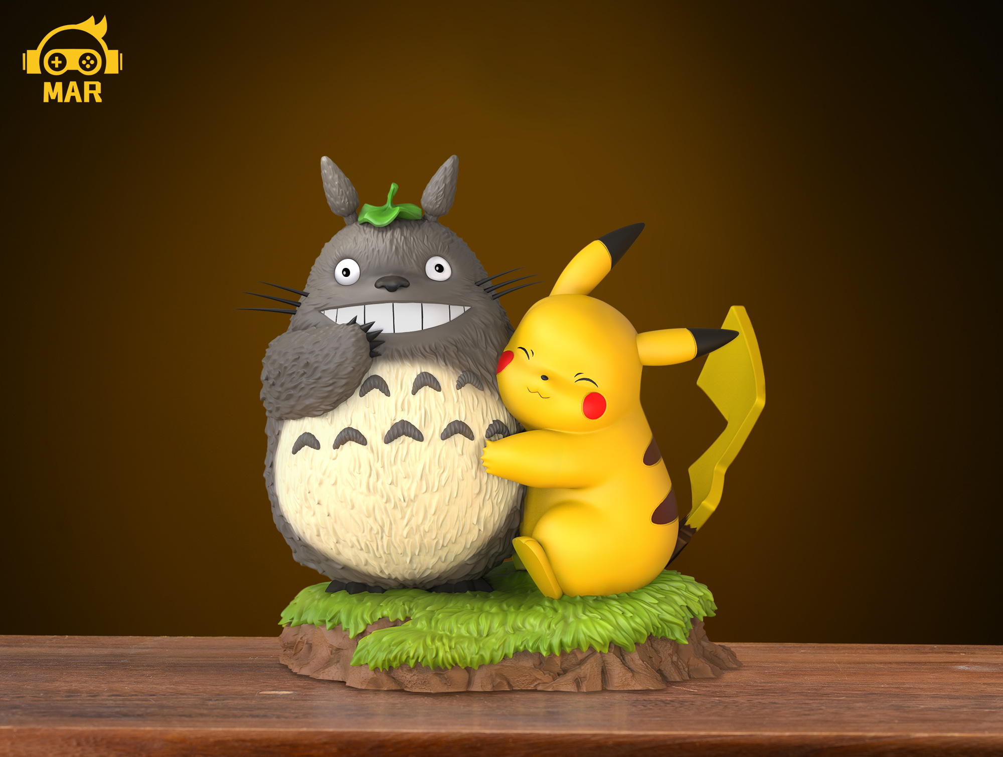 MAR Healing Series Pikachu and Totoro Plush Toys, Pokémon GK Limited Edition Figurine Statue Model