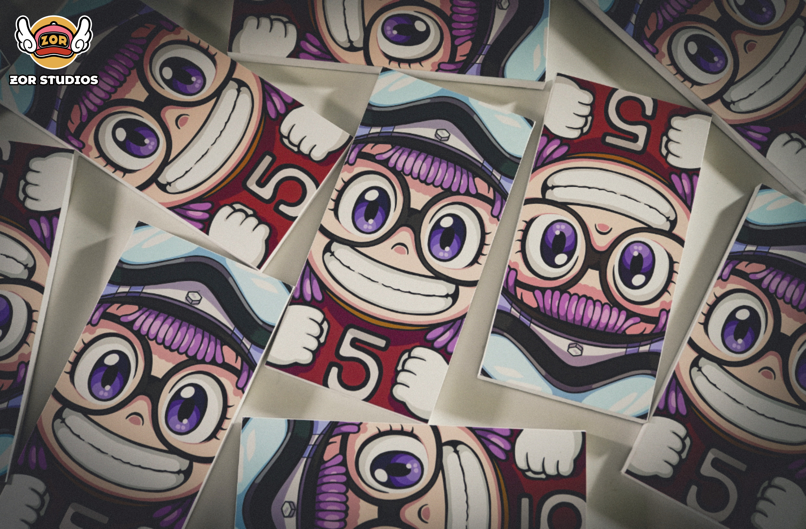 ZOR Studio - Dr. Slump Hand Painted Art Poster Penguin Village Smiley Squad