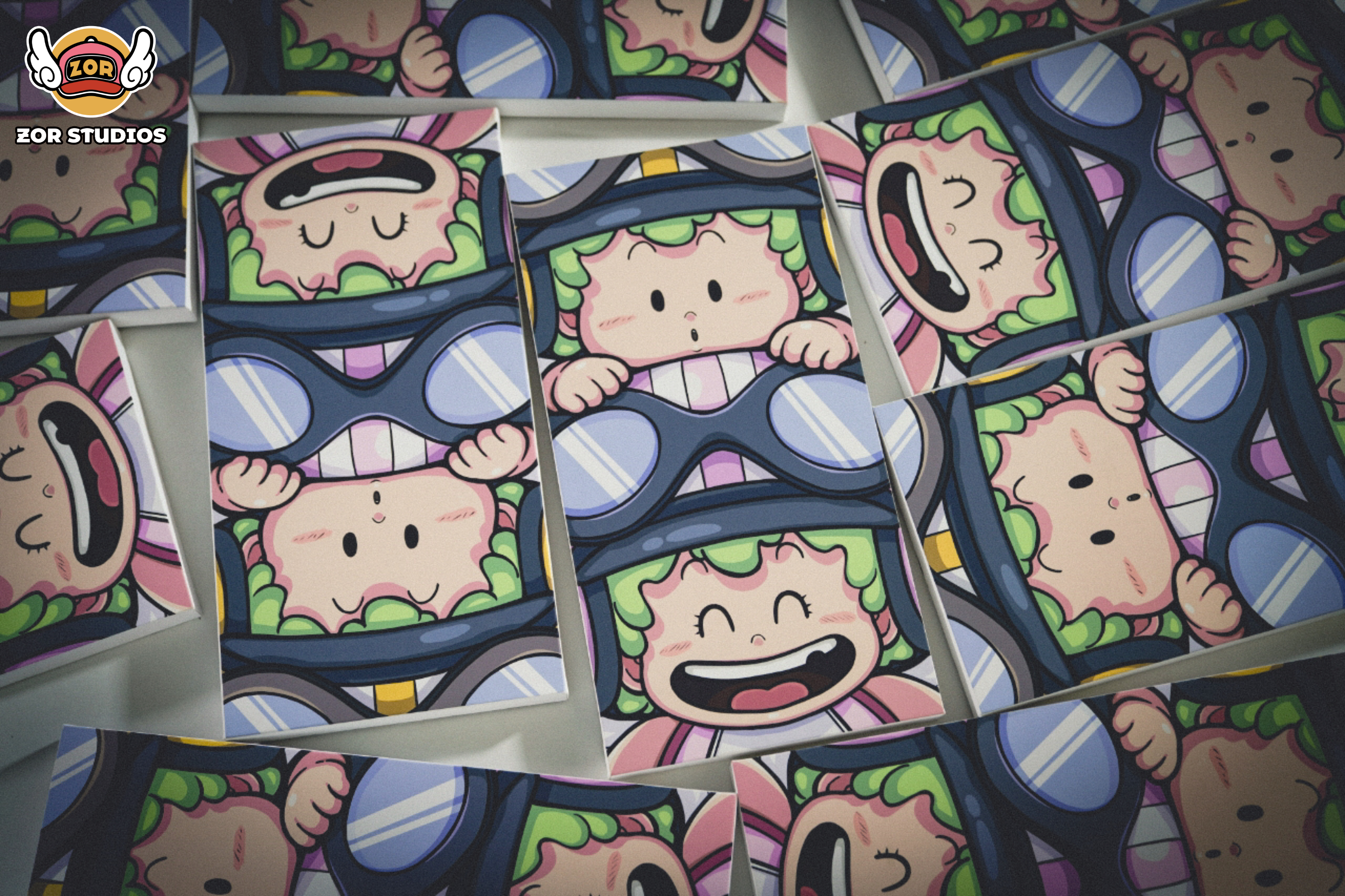 ZOR Studio - Dr. Slump Hand Painted Art Poster Penguin Village Smiley Squad