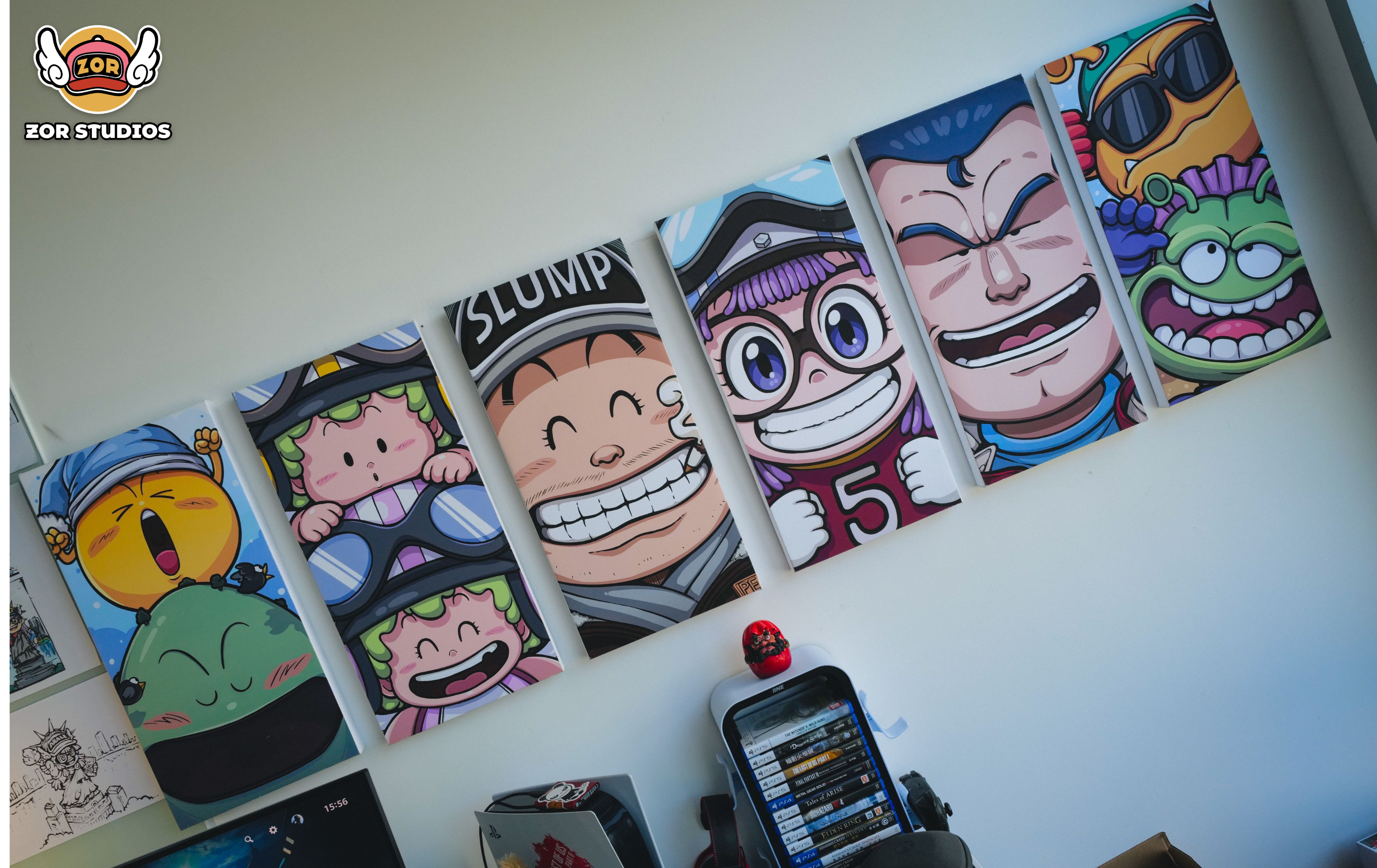 ZOR Studio - Dr. Slump Hand Painted Art Poster Penguin Village Smiley Squad