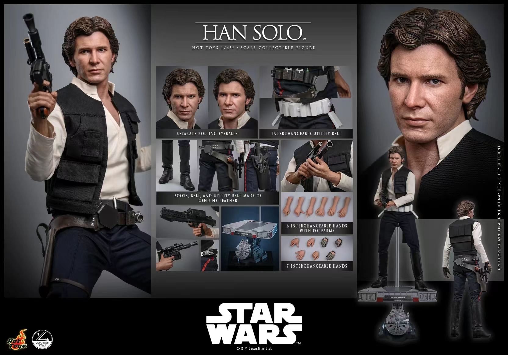 Hottoys - 1/4 Star Wars Episode IV: A New Hope Han Solo Action Figure QS026 Licensed