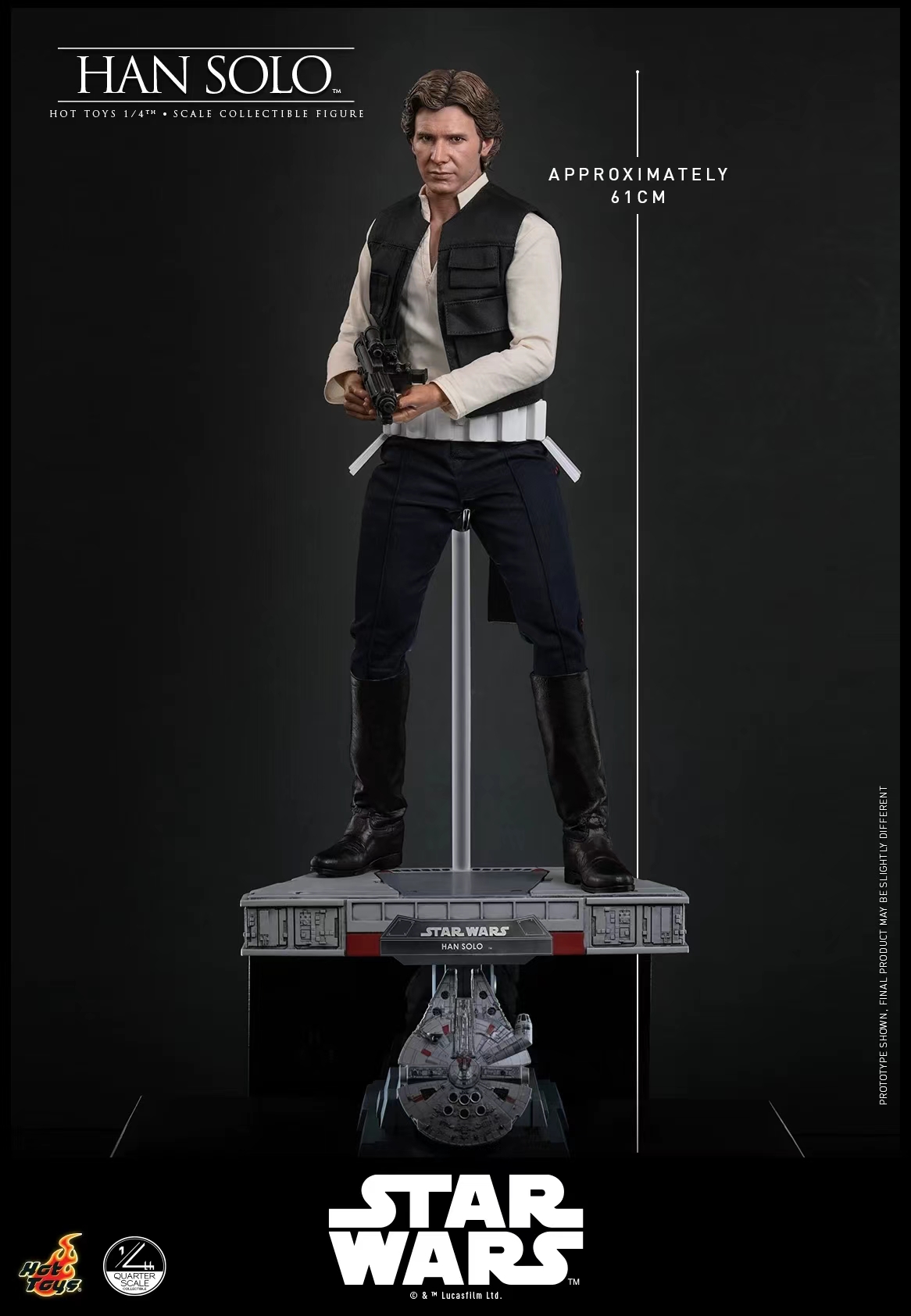Hottoys - 1/4 Star Wars Episode IV: A New Hope Han Solo Action Figure QS026 Licensed