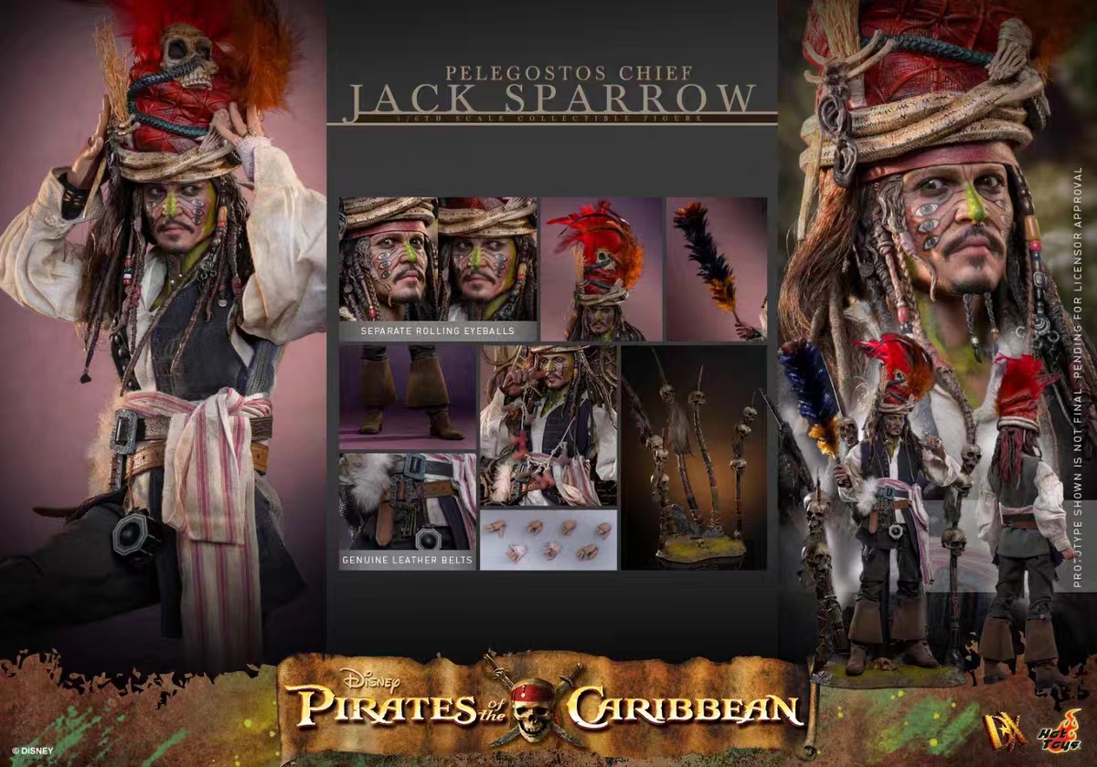 Hottoys - Pirates of the Caribbean: Dead Man's Chest Pelegostos Chief Jack Sparrow 1/6th scale Collectible Figure DX48 Licensed Statue