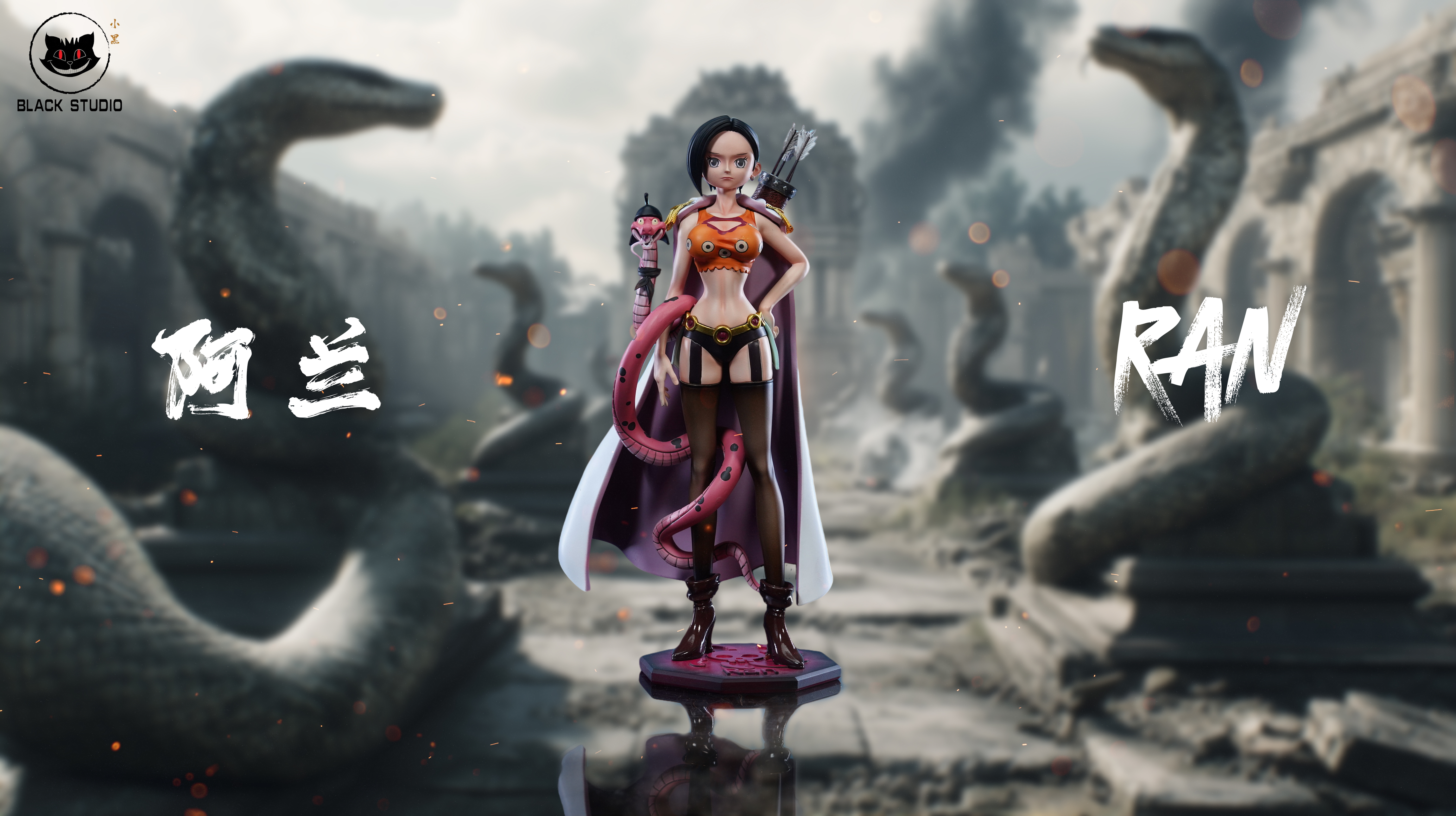 Black Studio - One Piece Kuja Pirates pop complete resonance series 3rd Shakuyaku & Ran Statue(GK)