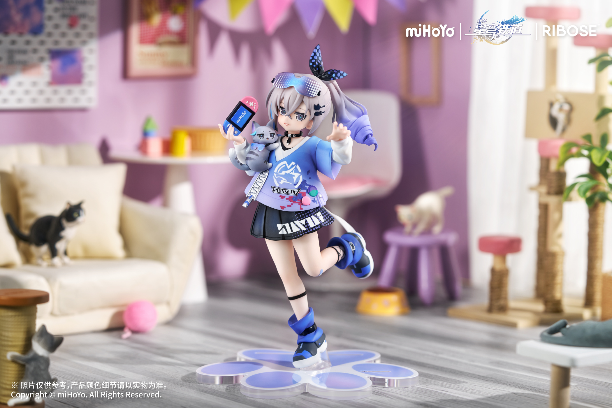 RIBOSE - Honkai: Star Rail Chibi Cat Series Figure Silver Wolf Ver. Complete Figure (Licensed)