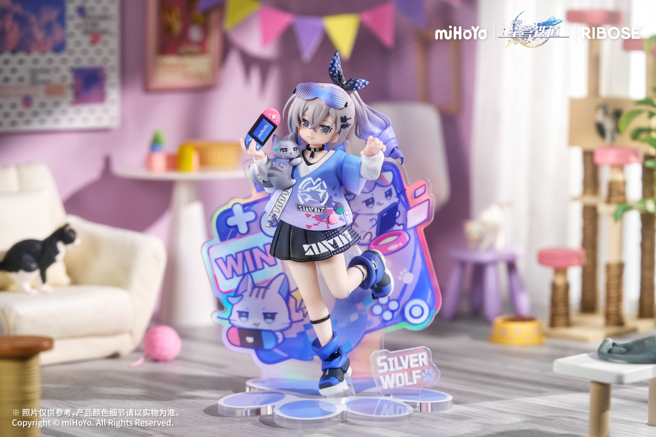 RIBOSE - Honkai: Star Rail Chibi Cat Series Figure Silver Wolf Ver. Complete Figure (Licensed)