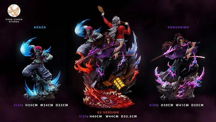 Food Chain Studio - Upper Moon Assembles in Infinity Castle Kokushibo X Akaza X Doma Demon Sla Statue
