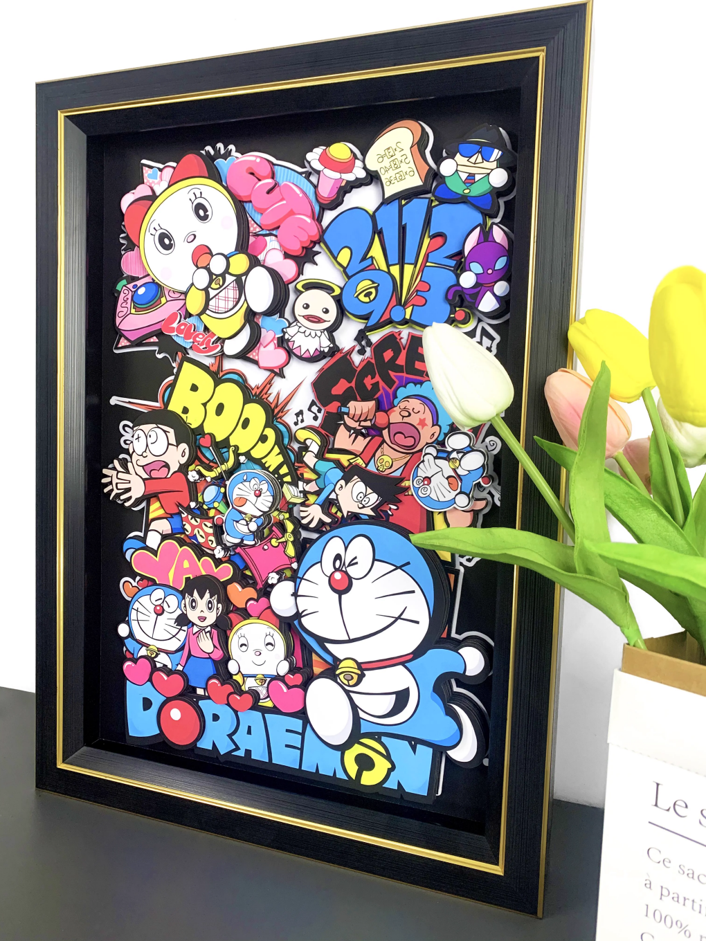 IN-STOCK MOMO Studio Doraemon Dingdang Cat Doraemon 3D Stereoscopic Painting Decoration Wall in Stock-Statue Master