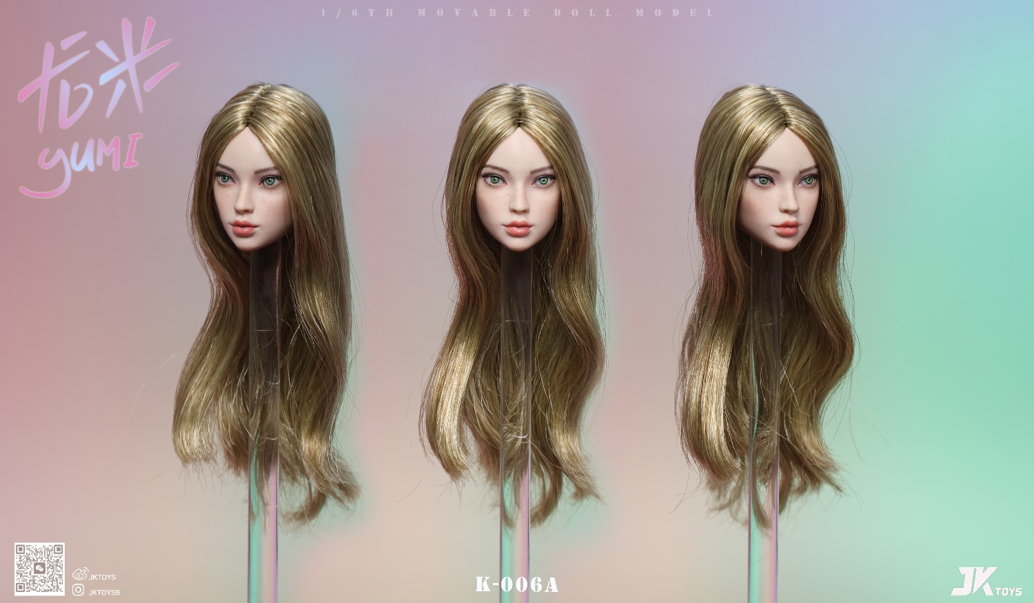 JKTOYS - Original 1/6 Mixed-blood Beauty Head Sculpture Yumi K-006ABC 1/6 Statue(GK)