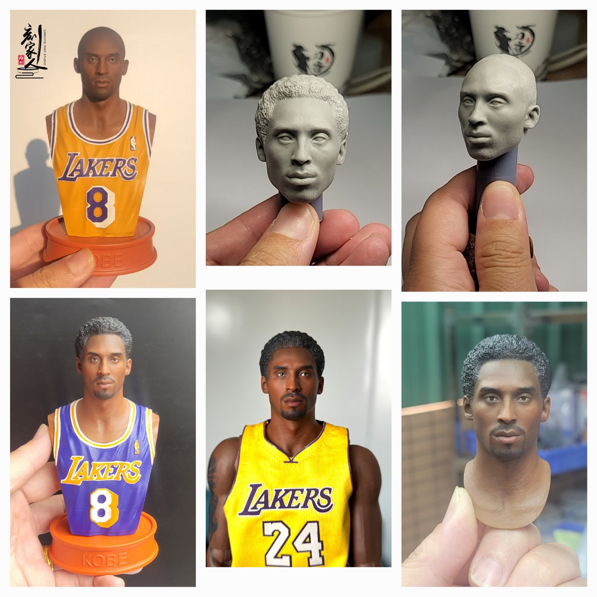 Carving Family Toys Studio - NBA 1/6 Kobe Head Sculpture CFTH01-ABCD White Model & Paint