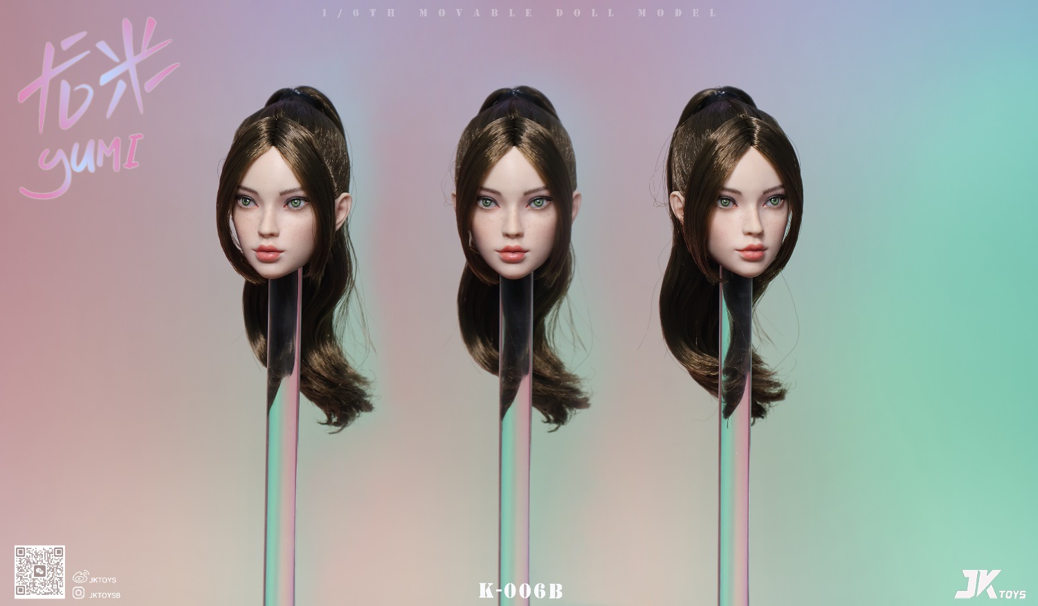 JKTOYS - Original 1/6 Mixed-blood Beauty Head Sculpture Yumi K-006ABC 1/6 Statue(GK)