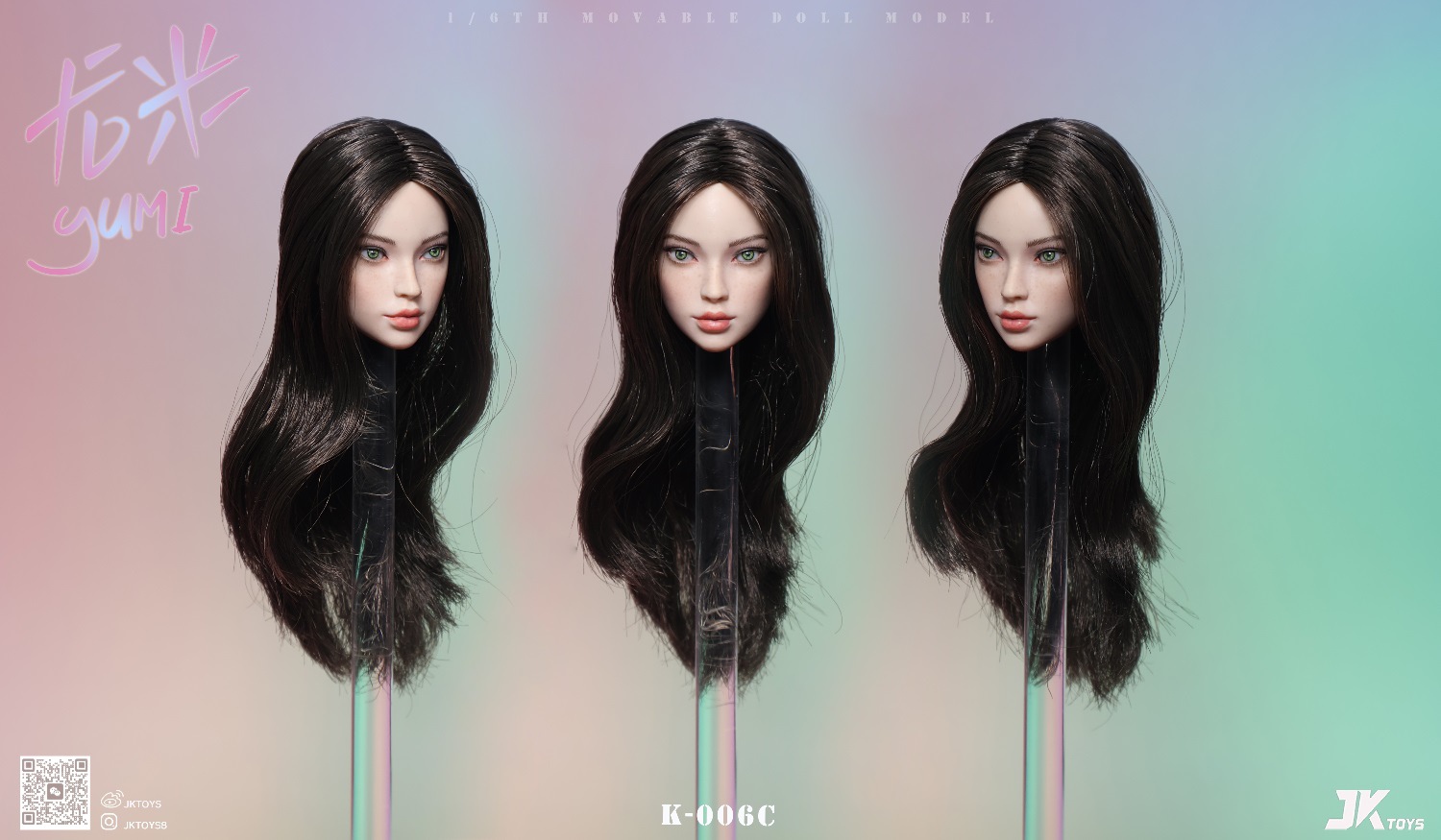 JKTOYS - Original 1/6 Mixed-blood Beauty Head Sculpture Yumi K-006ABC 1/6 Statue(GK)