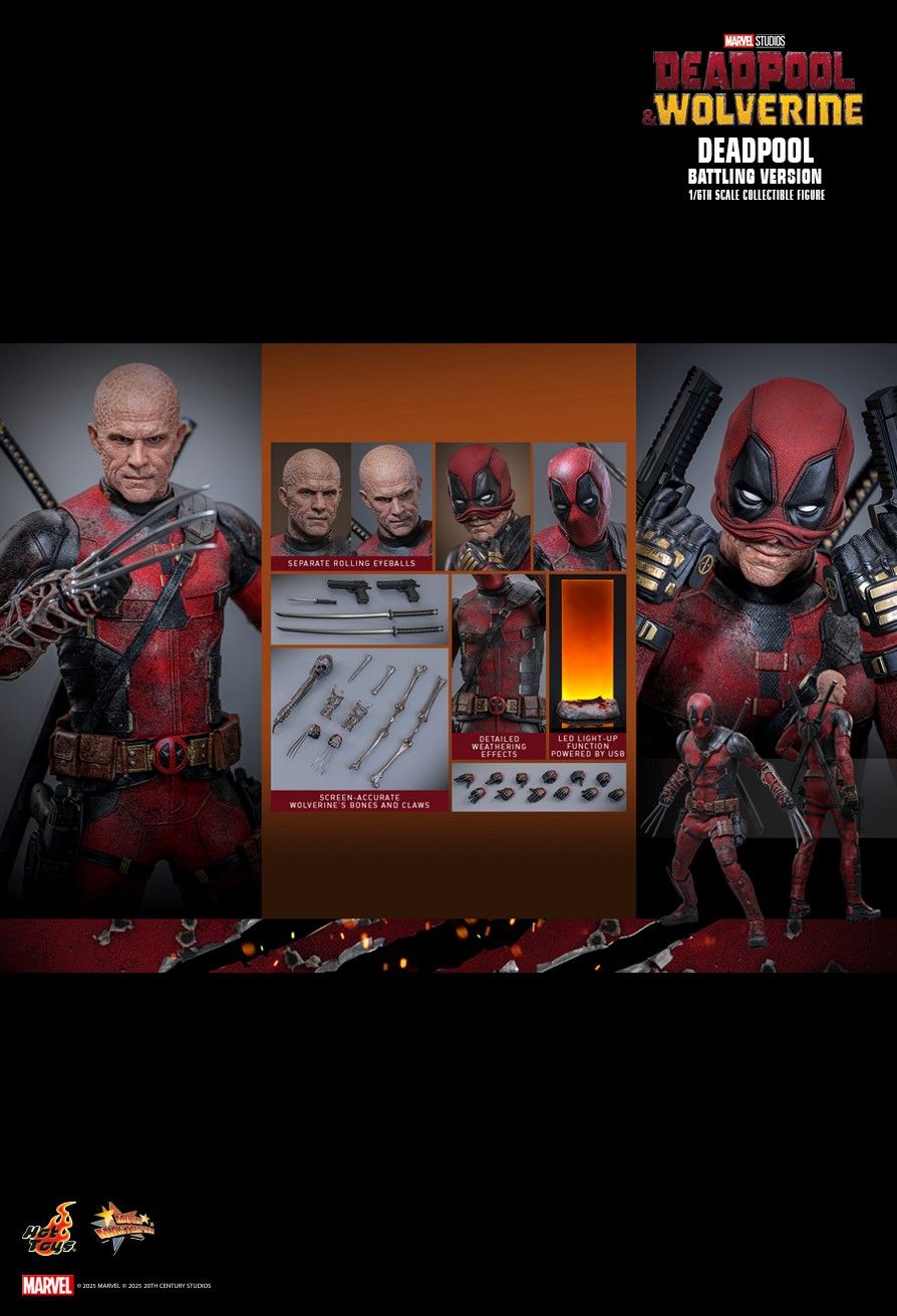 Hottoys - Marvel Deadpool & Wolverine Deadpool (Battling Version) MMS782 (Licensed)