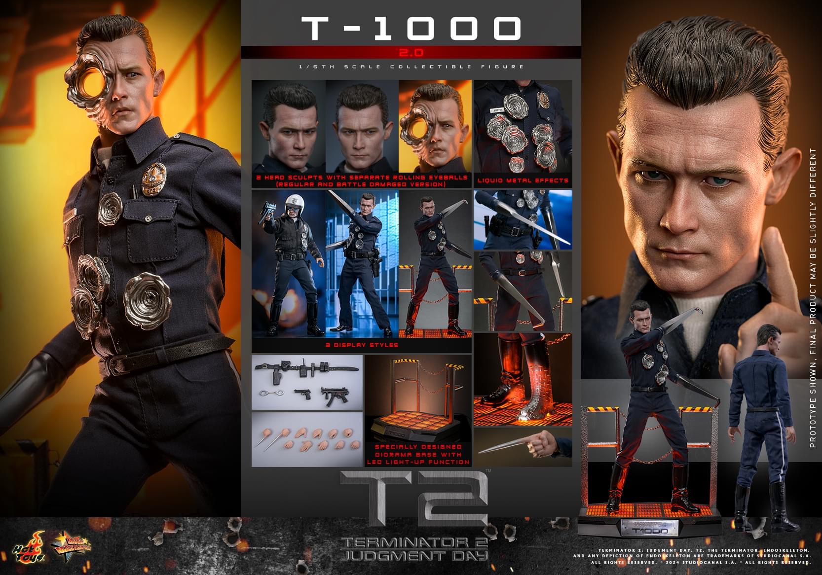 Pre-order HotToys Terminator 2 Judgment Day T-800 2.0 Edition MMS774 Official Statue Model
