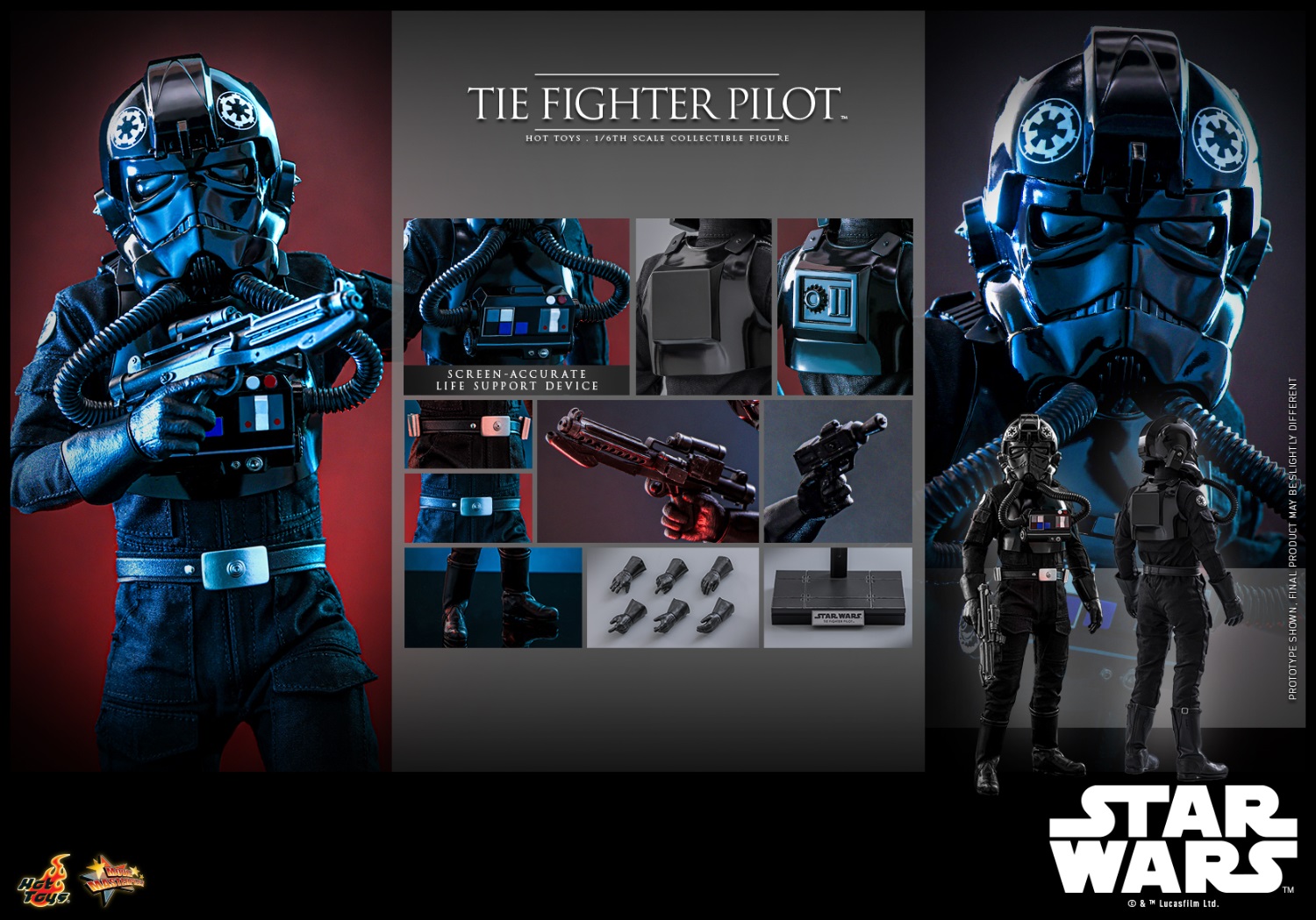 Hottoys - Star Wars 4 A New Hope Imperial TIE Fighter Pilot 1/6 Action Figure MMS798 (Licensed)
