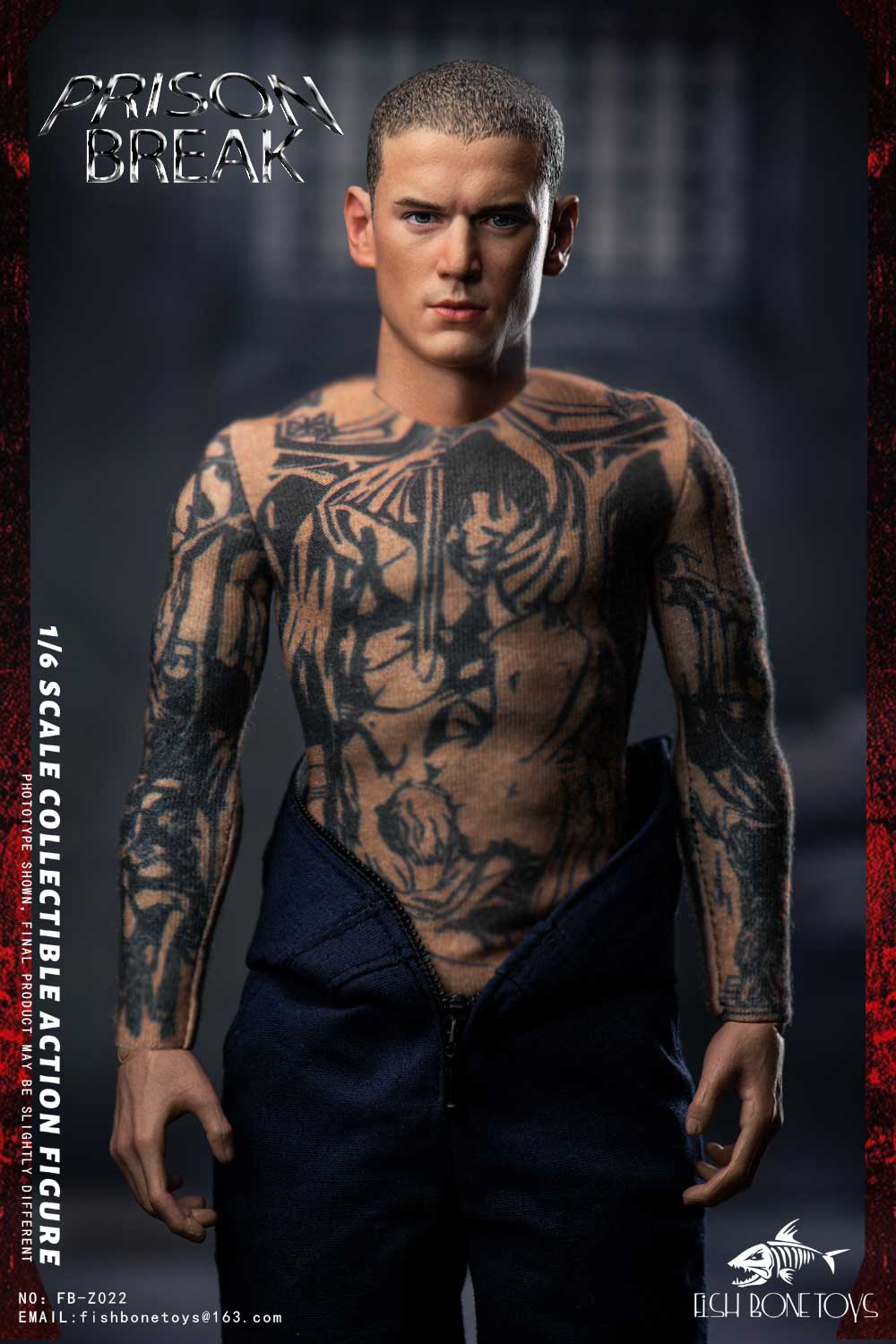 FISH BONETOYS - Prison Break Michael & tbag & Double set & Magnetic Opening and Closing Prison Scene 1/6 scale action figure FB-Z022/23/24/25