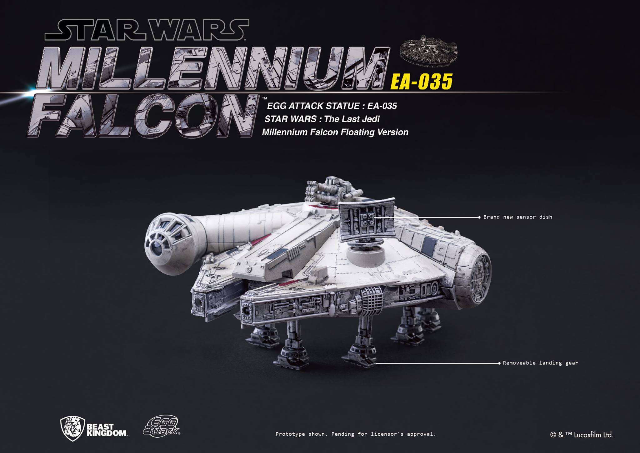 IN-stock Beast Kingdom Star Wars The Last Jedi Millennium Falcon EA-035