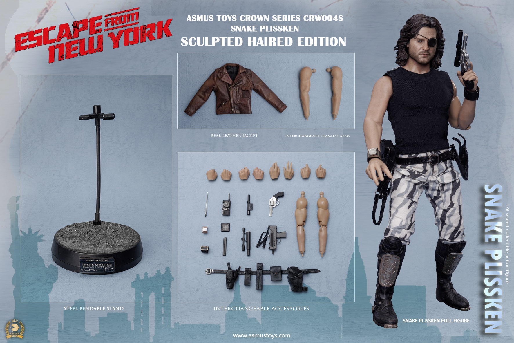 Asmus Toys - Escape from New York THE CROWN SERIES SNAKE PLISSKEN CRW004AH CRW004AS (Licensed)-Statue Master