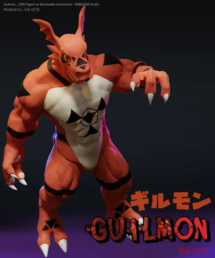 PRE-ORDER Shibadon-Studio - Toilet Series Guilmon –C Digimon Statue(GK) (Adult 18+)