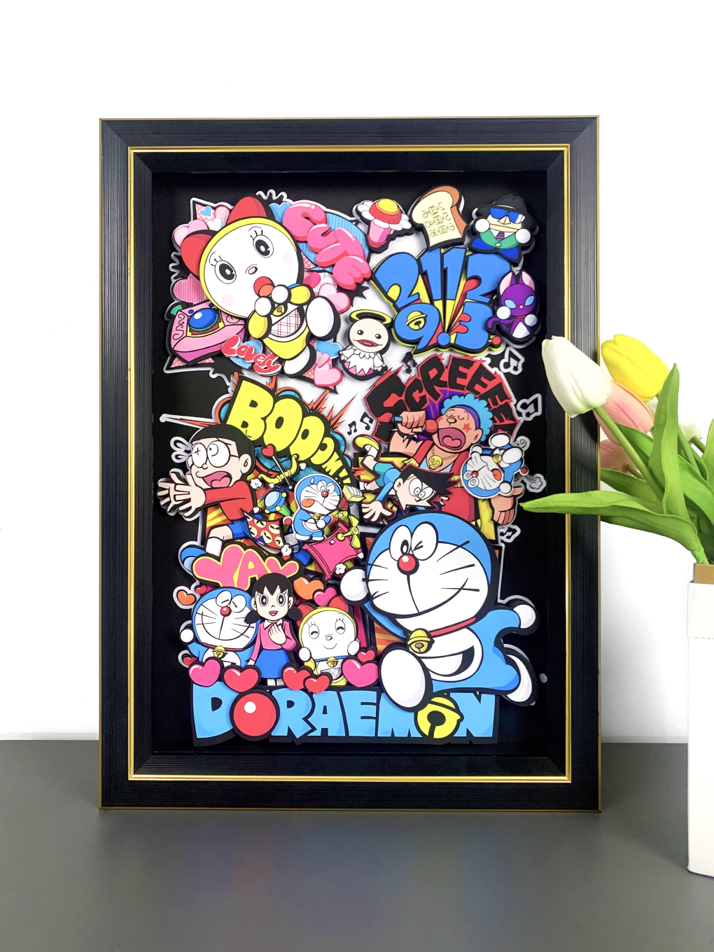 IN-STOCK MOMO Studio Doraemon Dingdang Cat Doraemon 3D Stereoscopic Painting Decoration Wall in Stock-Statue Master