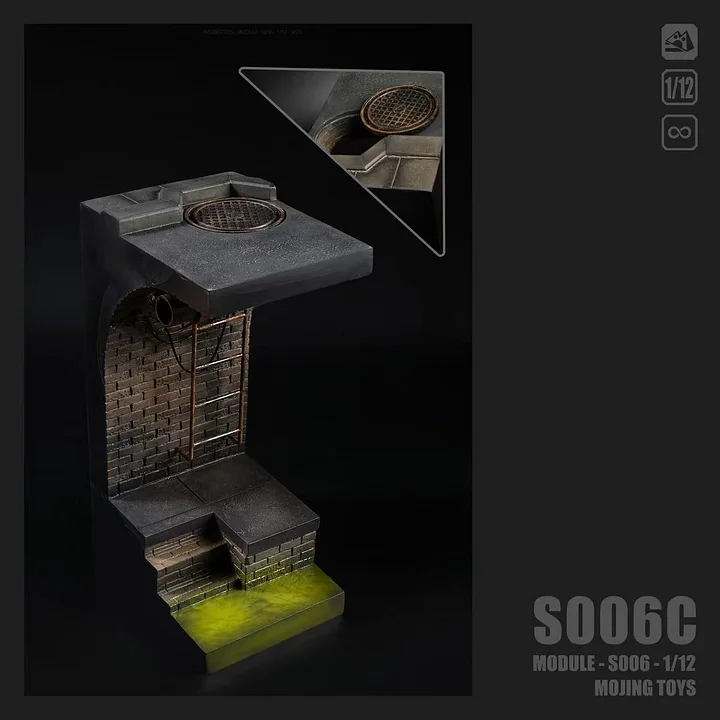 MojingToys - Module Series - S006 American Comic Sewer DIORAMA BASE (Taupe)1:12 Scene Statue