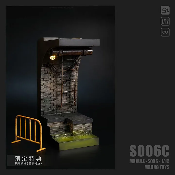 MojingToys - Module Series - S006 American Comic Sewer DIORAMA BASE (Taupe)1:12 Scene Statue