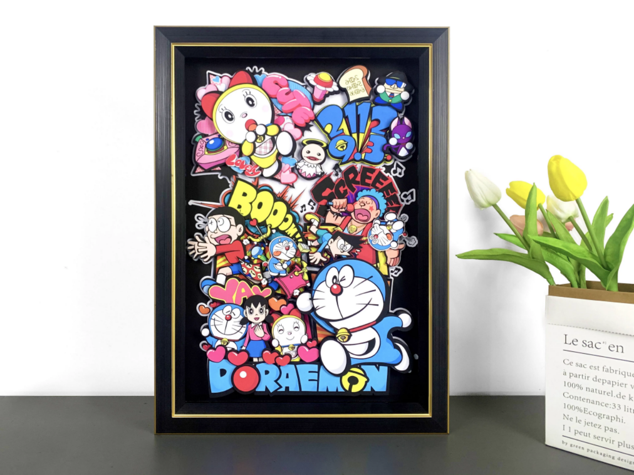 IN-STOCK MOMO Studio Doraemon Dingdang Cat Doraemon 3D Stereoscopic Painting Decoration Wall in Stock-Statue Master