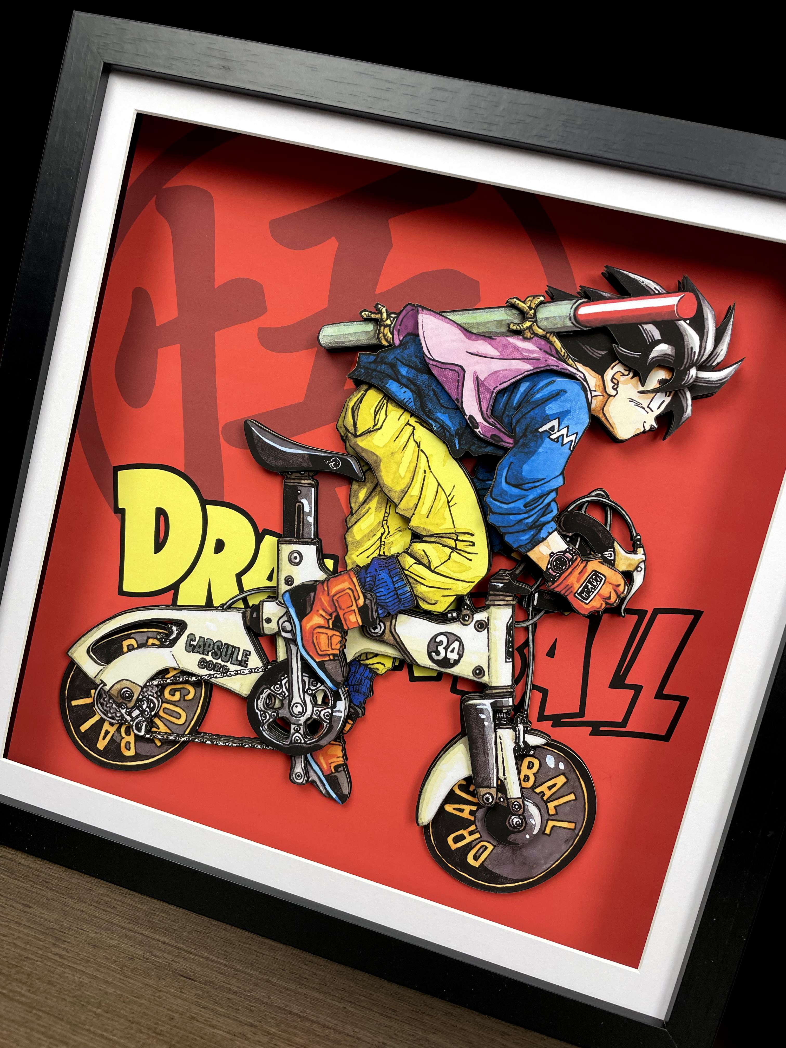 IN-STOCK MOMO Studio Seven Dragon Ball famous scene Goku Kame-Sen'nin bicycle three-dimensional handmade 3D painting in stock-Statue Master