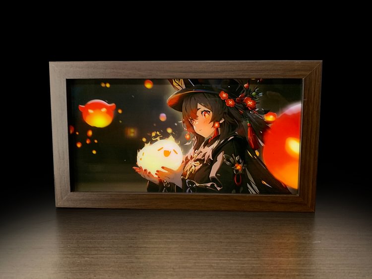 IN-STOCK Mystical Art Studio -  Genshin Impact - 3D Decorative Paint of Light Guide Transformation Hu Tao with LED - Decorative Painting Scene