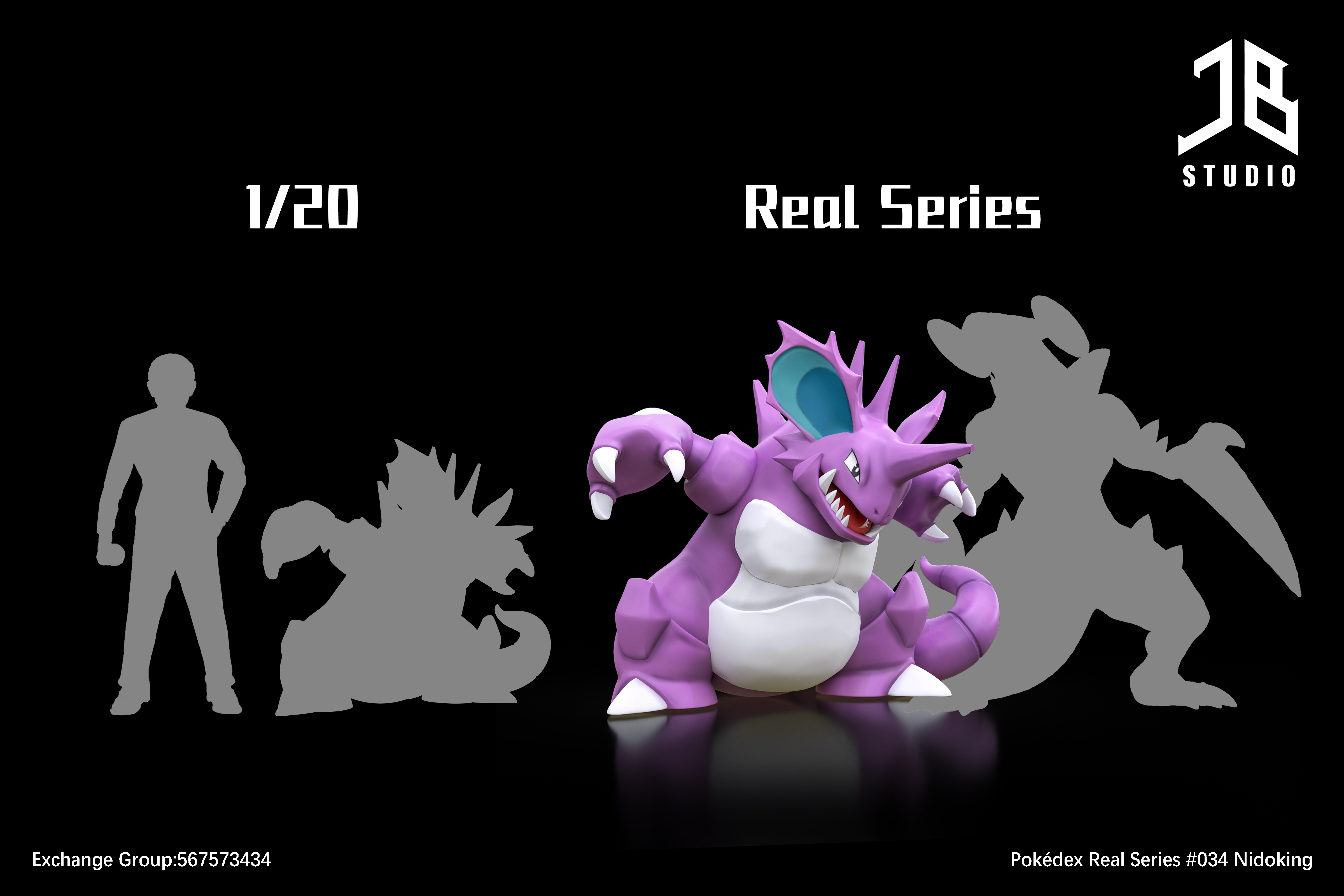 JB Studio - Pokémon Pokédex Real Series #034 Nidoking 1/20 Statue(GK)