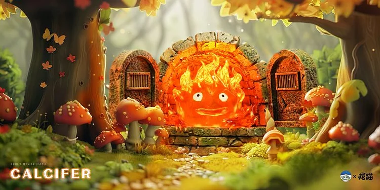 Hit Face Studio - Howl's Moving Castle Hayao Miyazaki Fortune Series #2 Calcifer in the Fireplace Statue(GK0