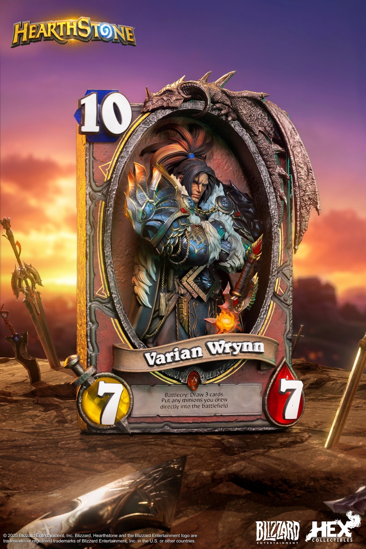 HEX Collectibles & Blizzard Entertainment - Hearthstone Varian Wrynn Legendary Card Art Statue HEXFRAME02 (Licensed)