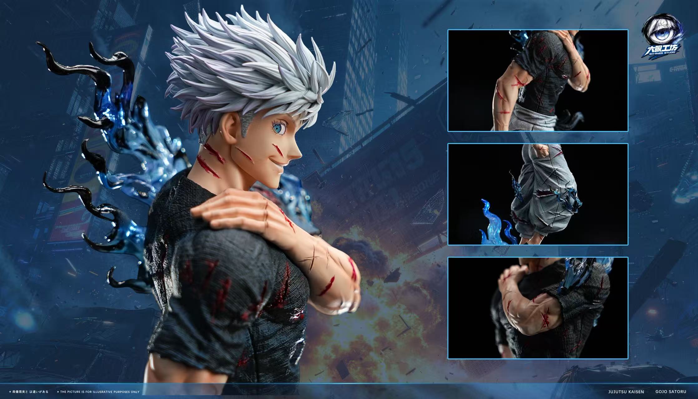 Six Eyes Studio Battle Damaged Satoru Gojo Jujutsu Kaisen Statue