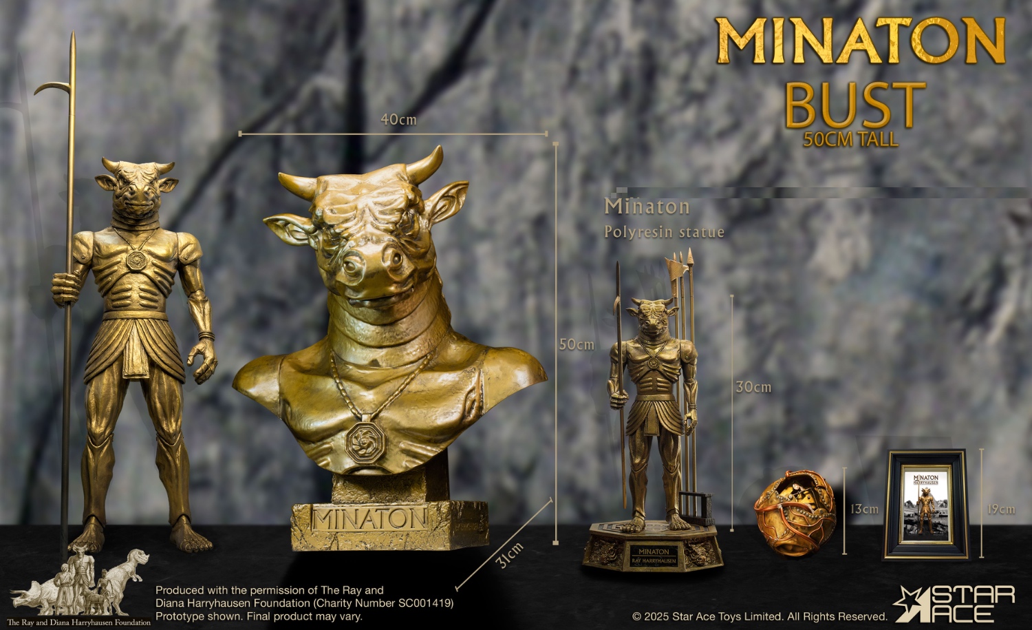 Star Ace Toys 50cm Ray Harryhausen Minaton Bust statue SA7006