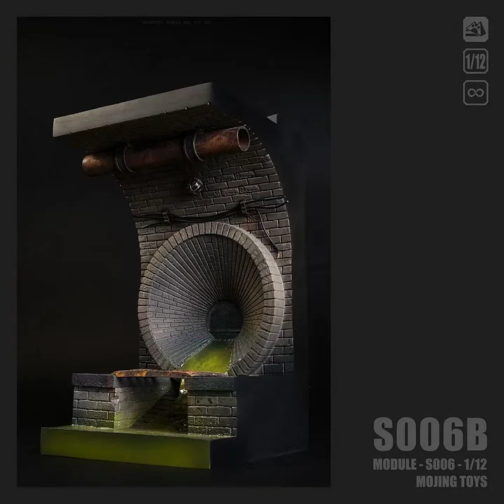 MojingToys - Module Series - S006 American Comic Sewer DIORAMA BASE (Taupe)1:12 Scene Statue