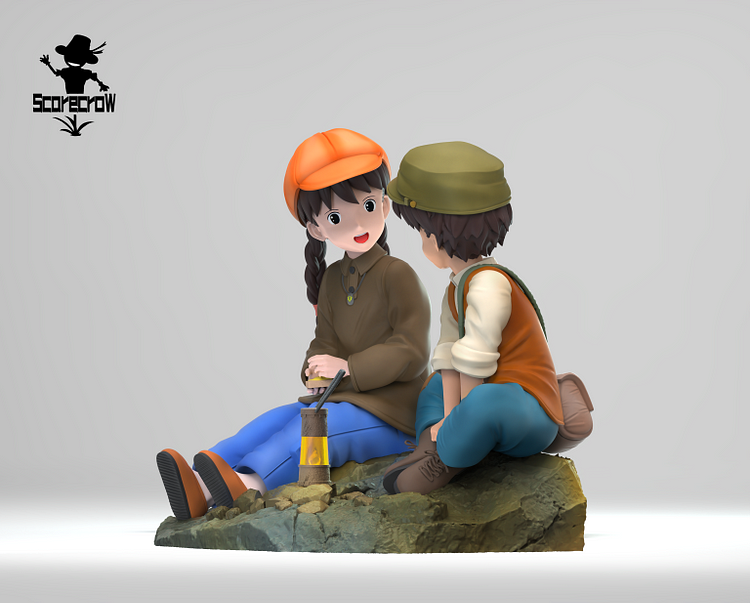 Scarecrow Studio - Castle in the Sky Sheeta and Pazu next to the oil lamp Statue(GK)