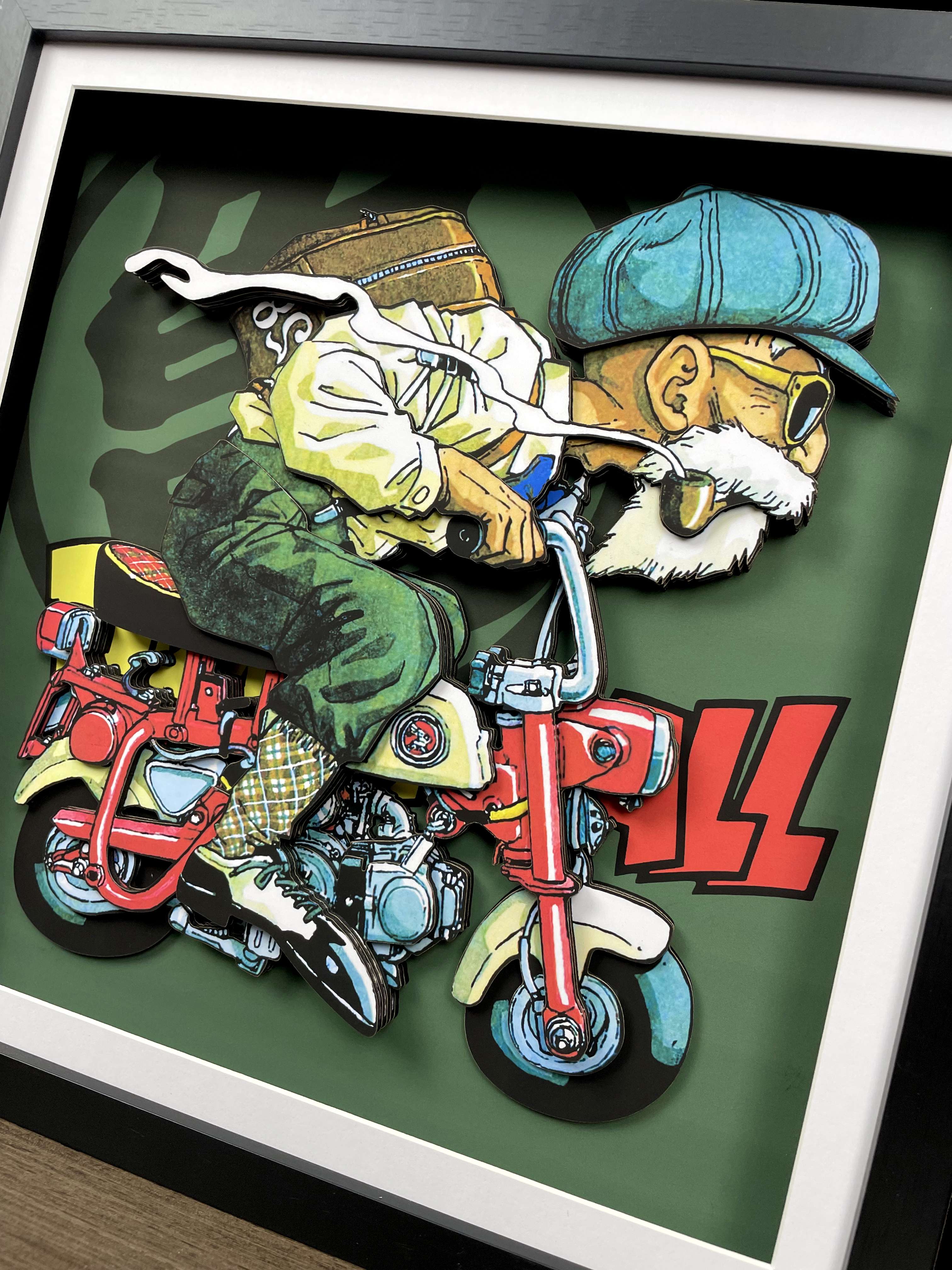 IN-STOCK MOMO Studio Seven Dragon Ball famous scene Goku Kame-Sen'nin bicycle three-dimensional handmade 3D painting in stock-Statue Master