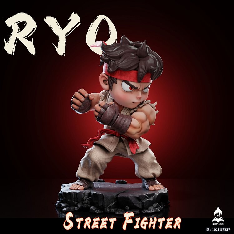 NINETY SEVEN Studio - Street Fighter Ryu & Ken Chibi Statue Game（GK）-Statue Master