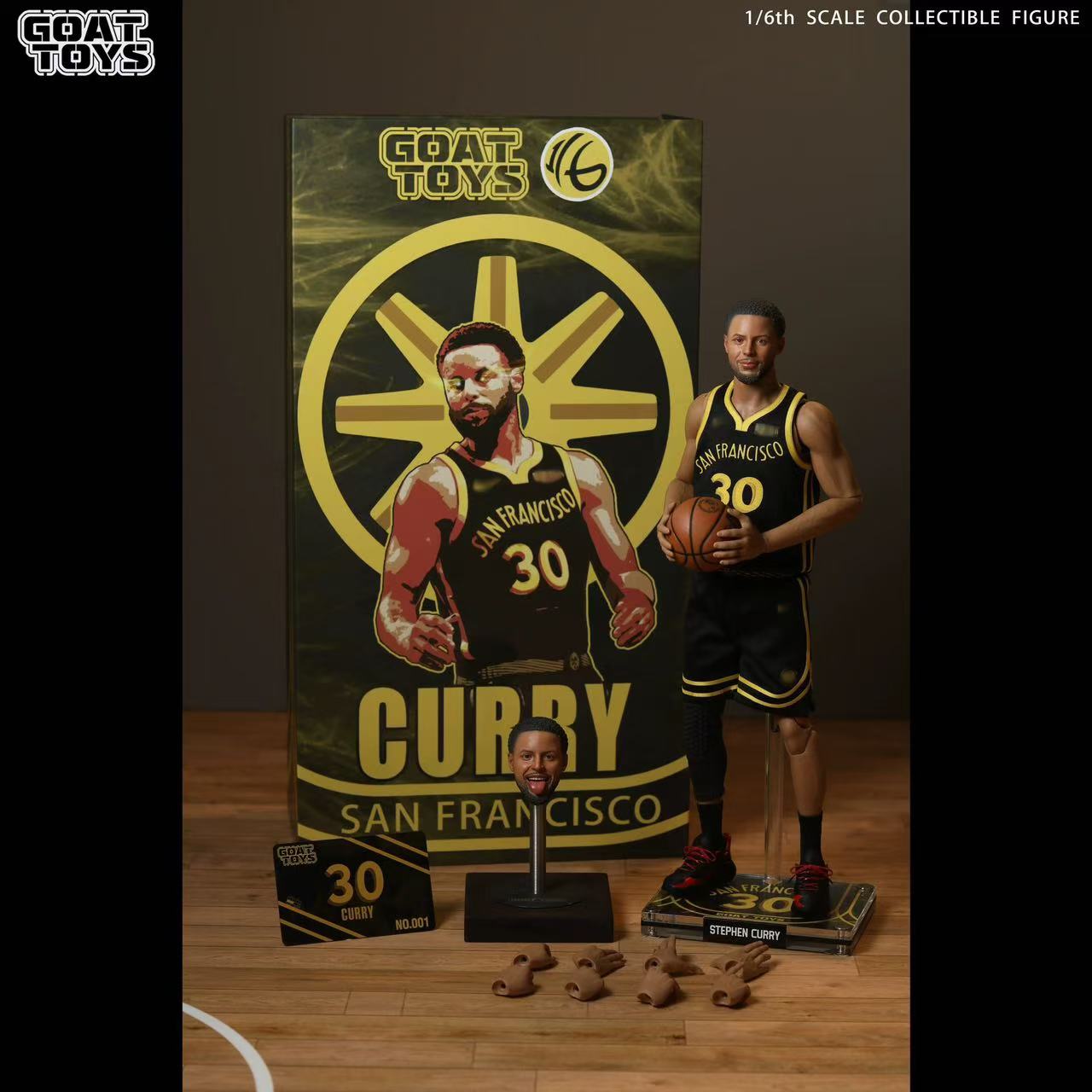 Goat Toys - NBA  Stephen Curry GSW City Edition GT Fine Coating Set Double Head Set  1/6 Action Figure-Statue Master