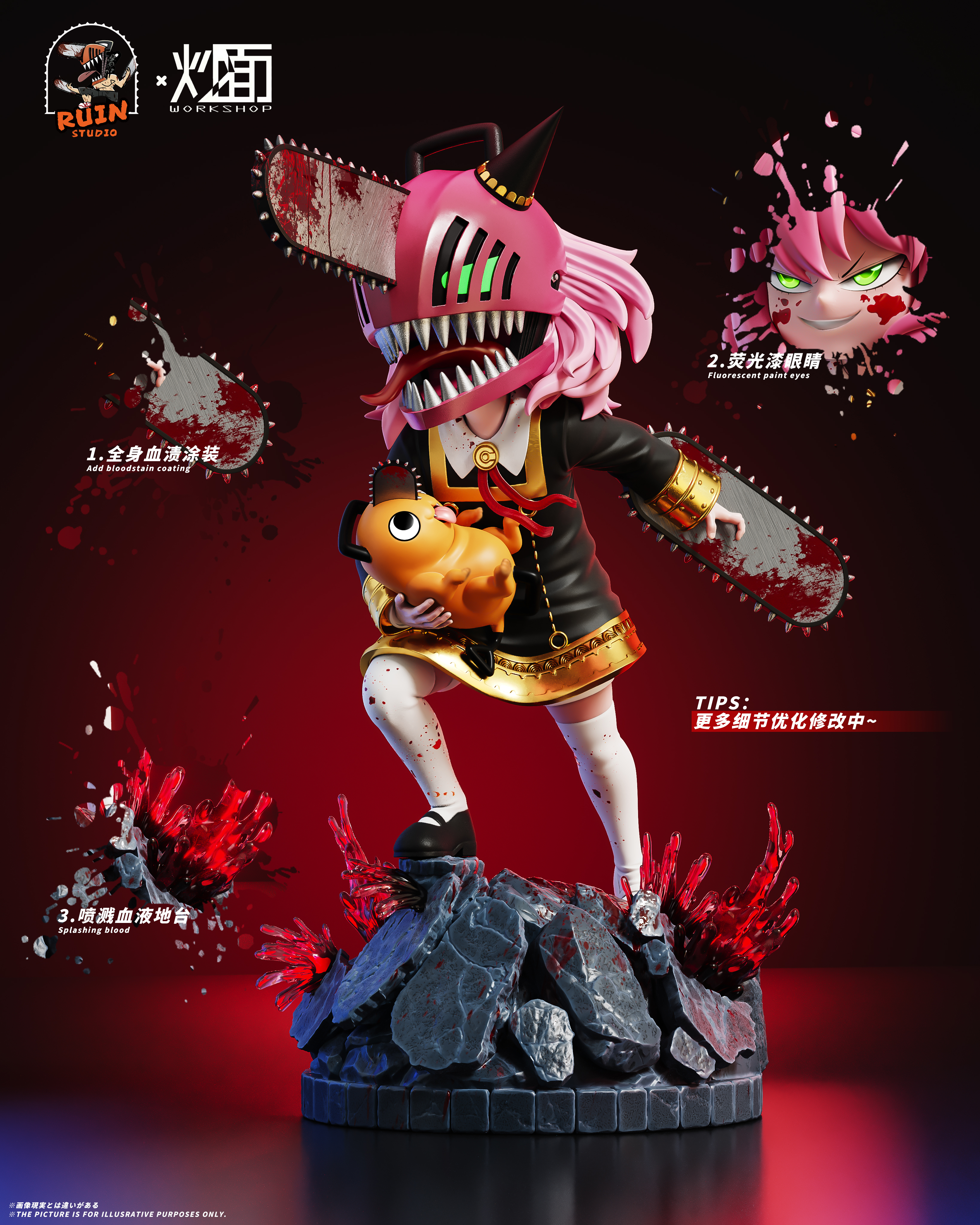 RUIN Studio & ChaoMian Studio - SPY X FAMILY - Anya cos Chainsaw Man 1/6 Statue(GK)