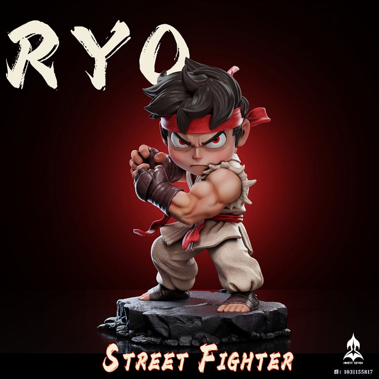NINETY SEVEN Studio - Street Fighter Ryu & Ken Chibi Statue Game（GK）-Statue Master