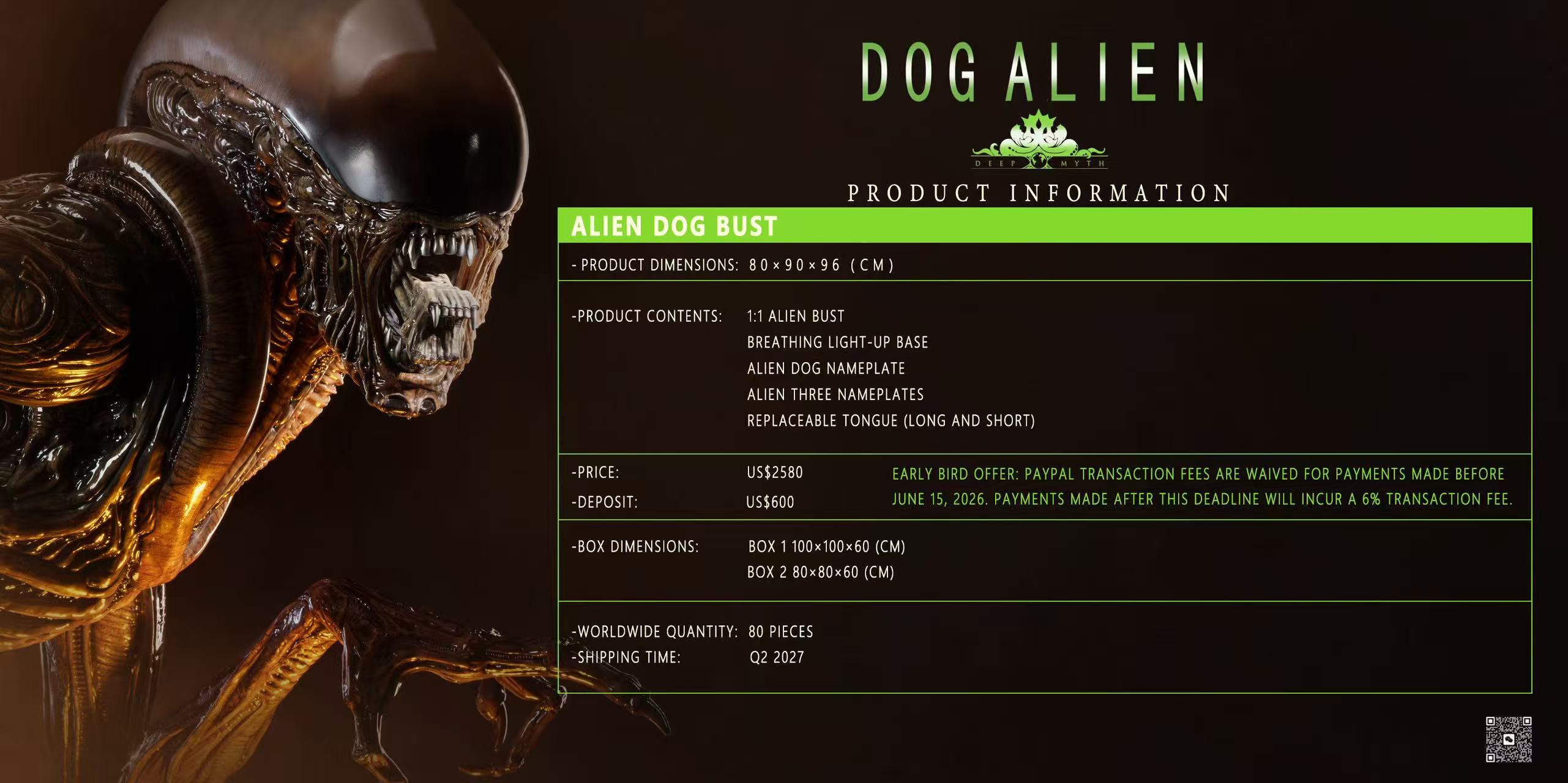  Deepmyth Studio Runner Alien Resin Statue Alien 3 Dog Alien GK Figure