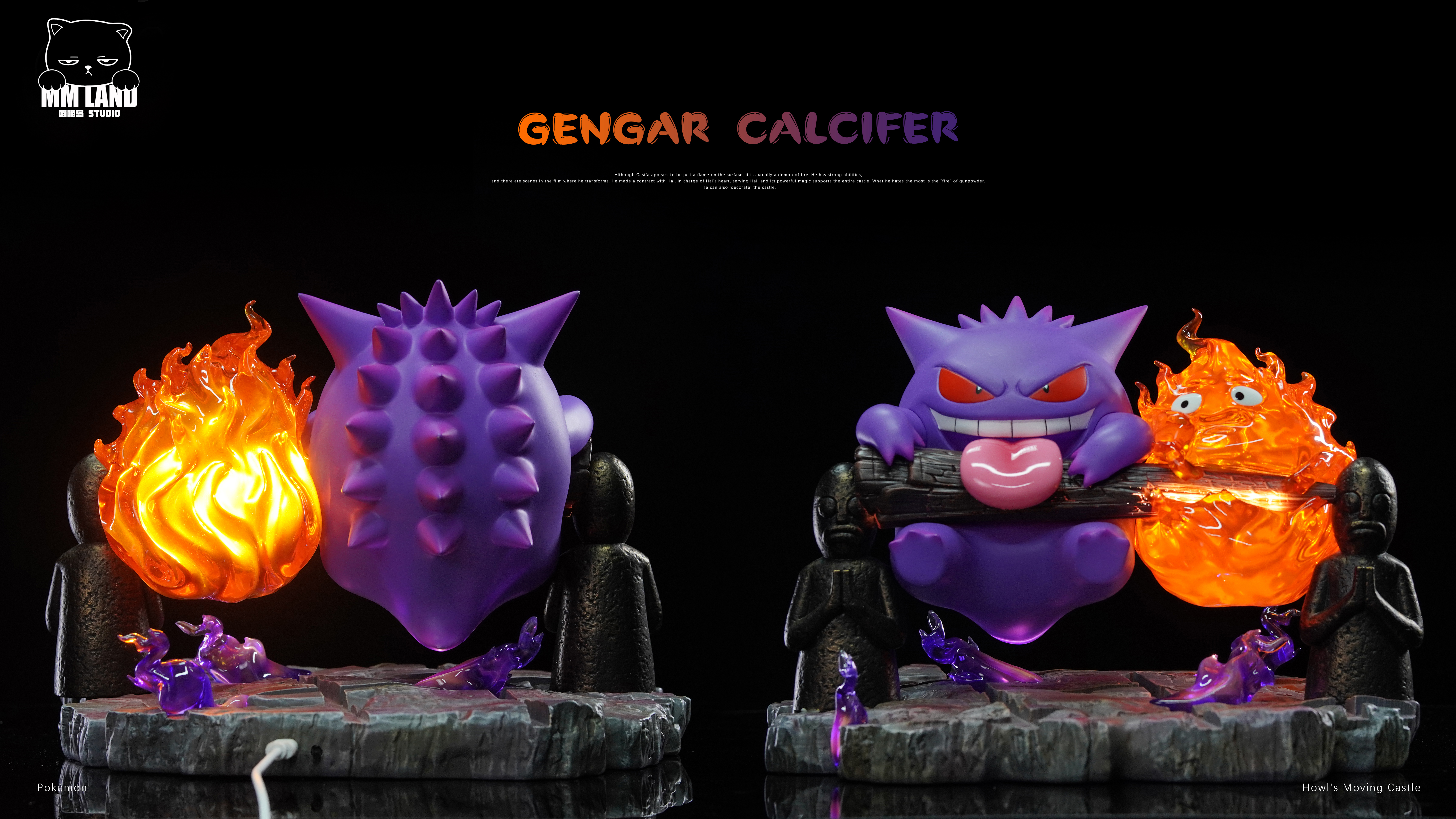 MMLAND Studio - Pokémon & Howl's Moving Castle Gengar and Calcifer Linkage Statue(GK)