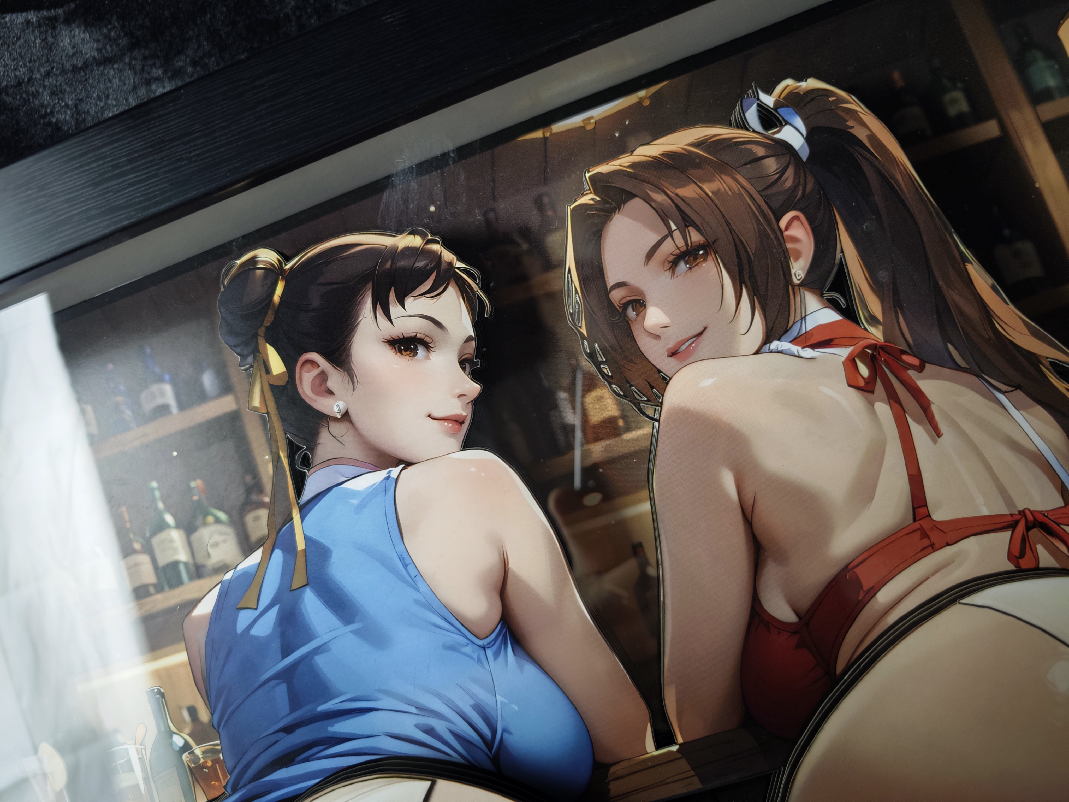 In stock Nibbling Cat DSMP-013 Chun Li & Mai Shiranui 3D Decorative Painting