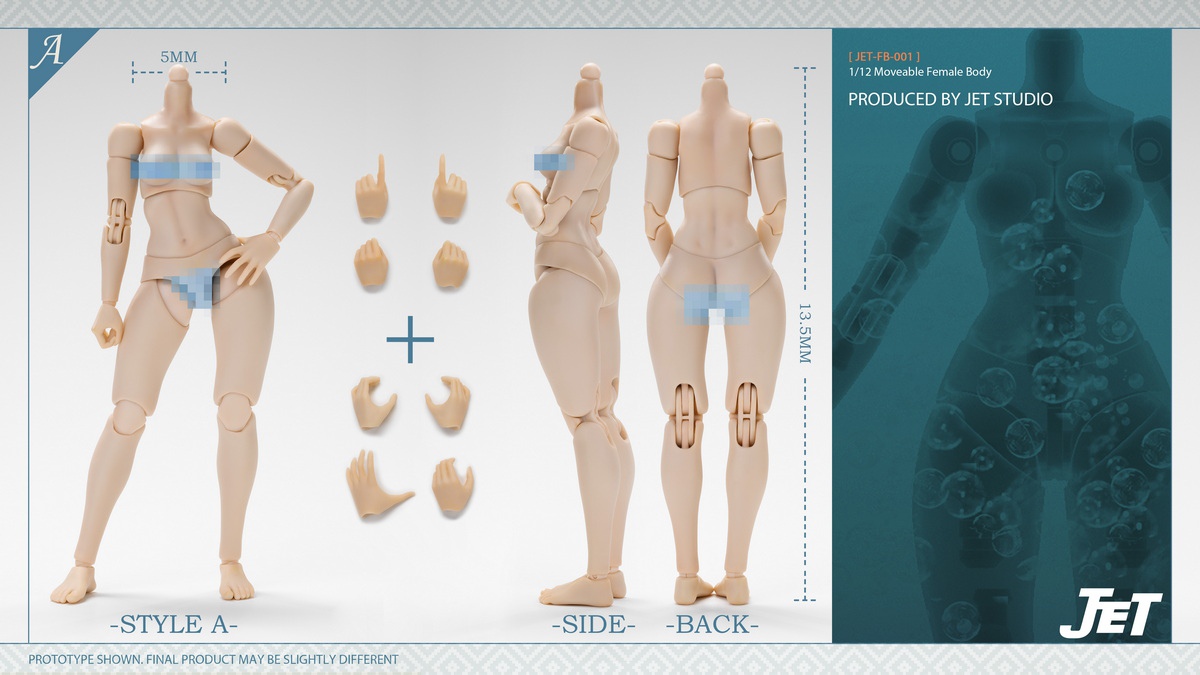 JET STUDIO - 1/12 ACTION FEMALE BODY JET-FB-001 JET-FB-002 (Licensed)